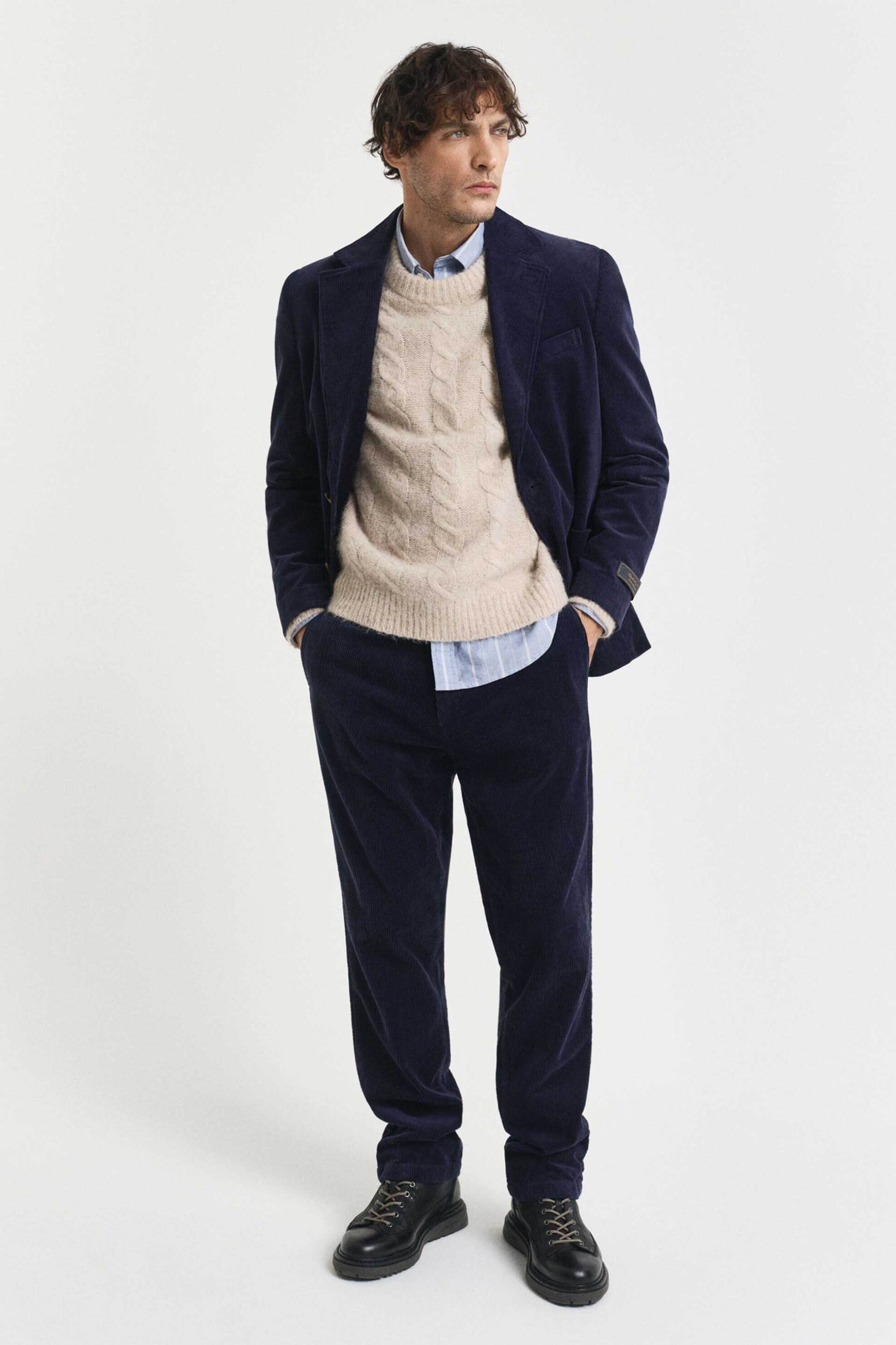 Gant ανδρικό κοτλέ σακάκι μονόχρωμο Regular Fit - 7706340 Μπλε Σκούρο φωτογραφία