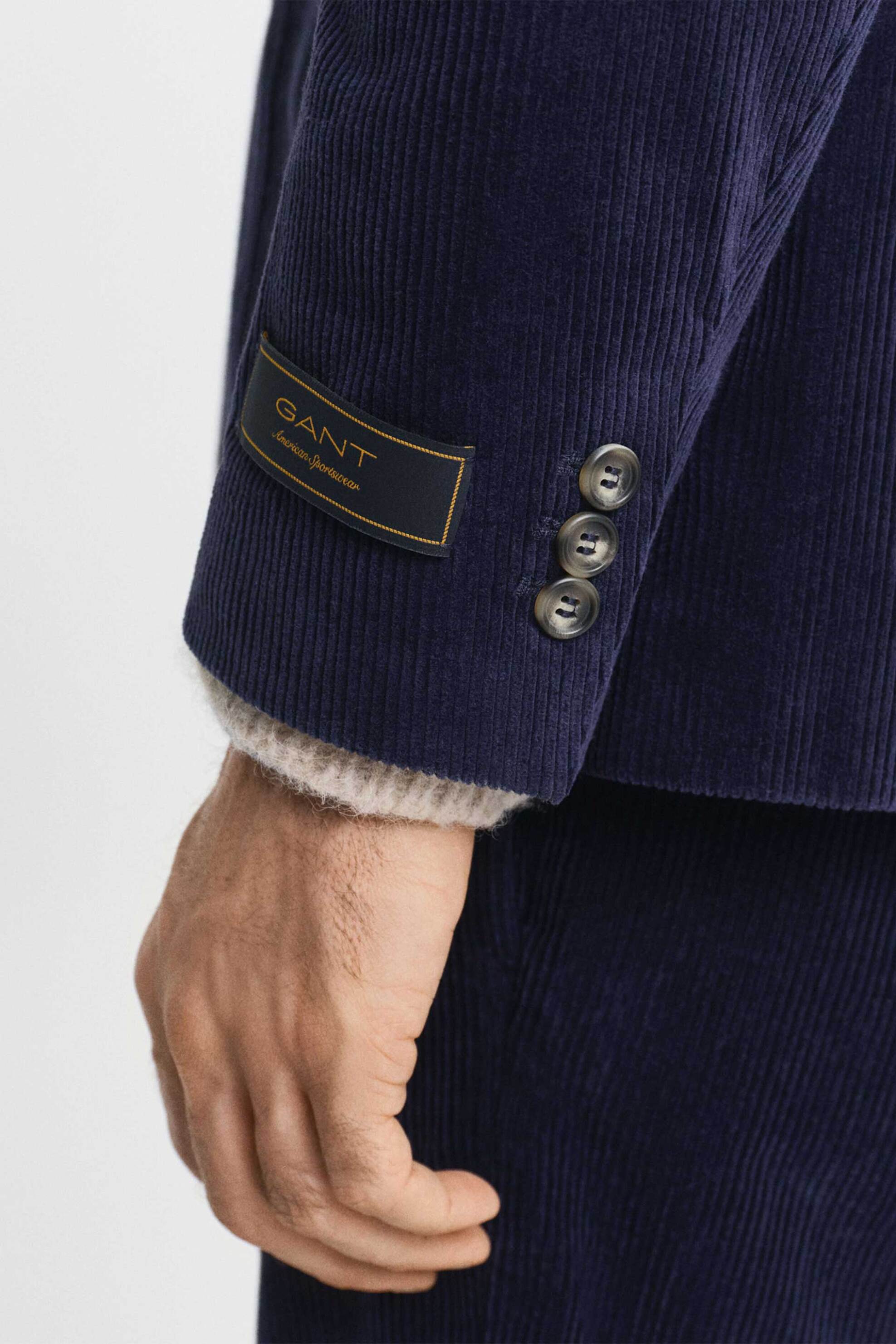 Gant ανδρικό κοτλέ σακάκι μονόχρωμο Regular Fit - 7706340 Μπλε Σκούρο φωτογραφία