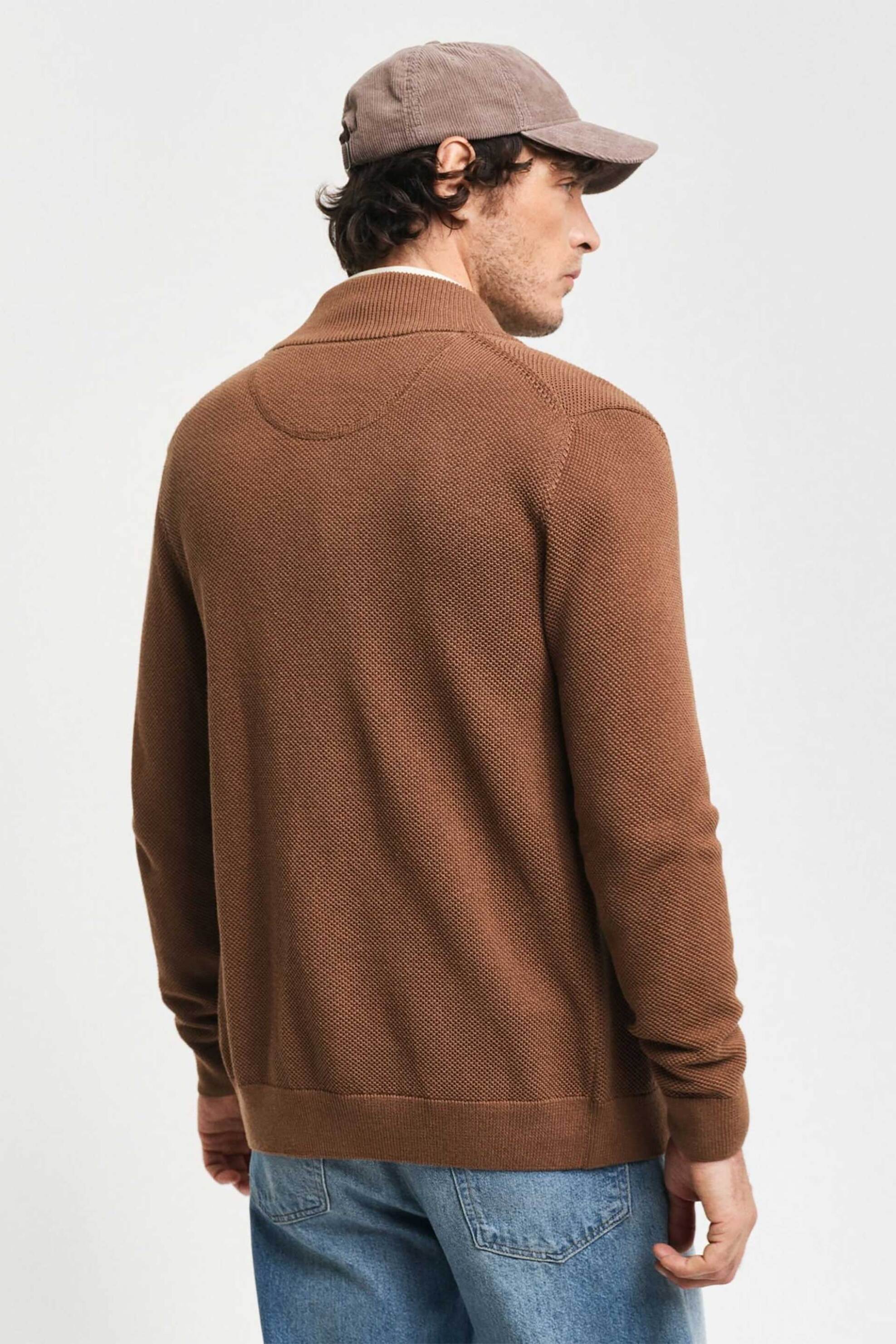 Gant ανδρική πλεκτή ζακέτα με κεντημένο λογότυπο Regular Fit - 8040524 Ταμπά φωτογραφία