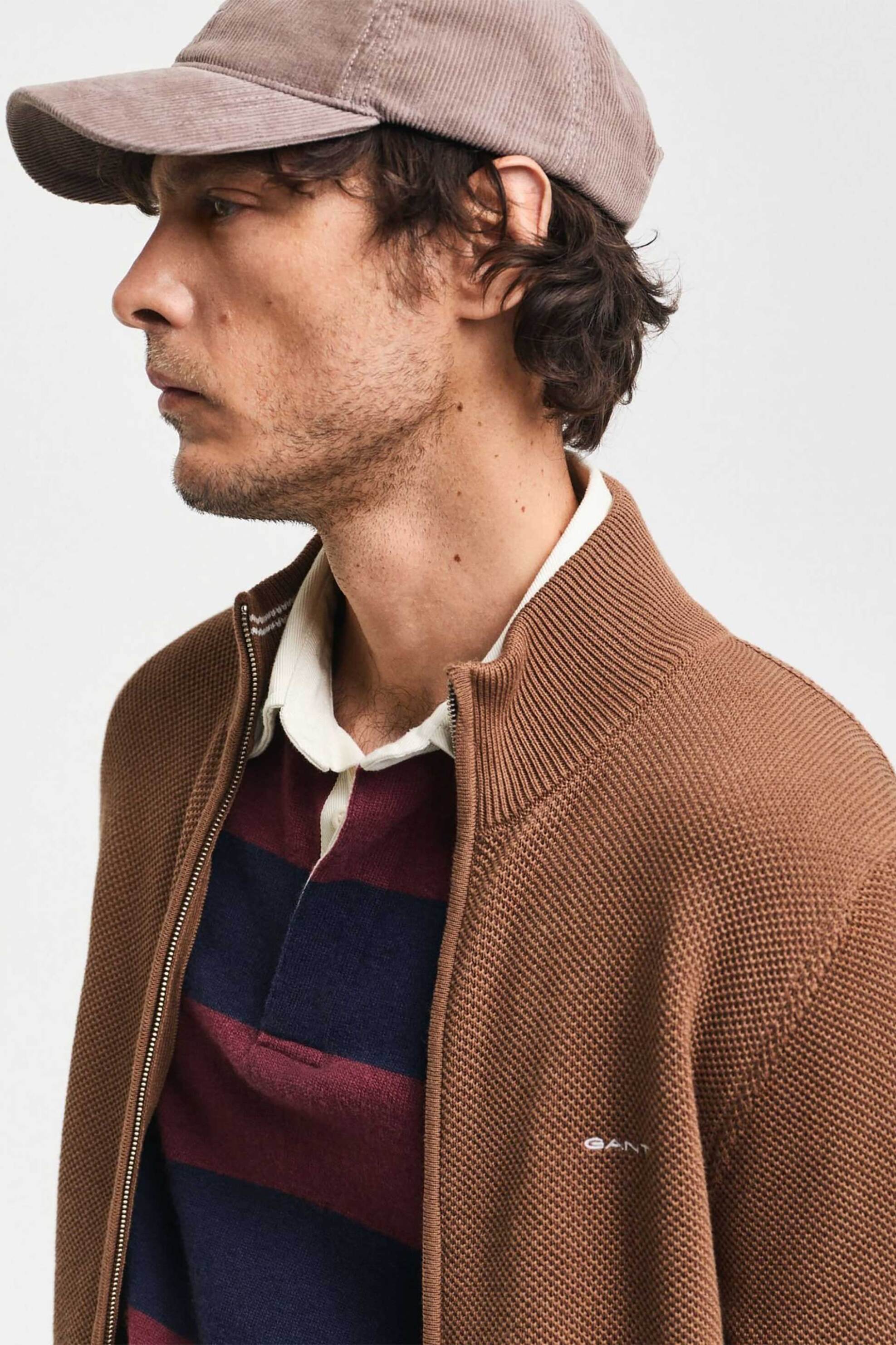 Gant ανδρική πλεκτή ζακέτα με κεντημένο λογότυπο Regular Fit - 8040524 Ταμπά φωτογραφία