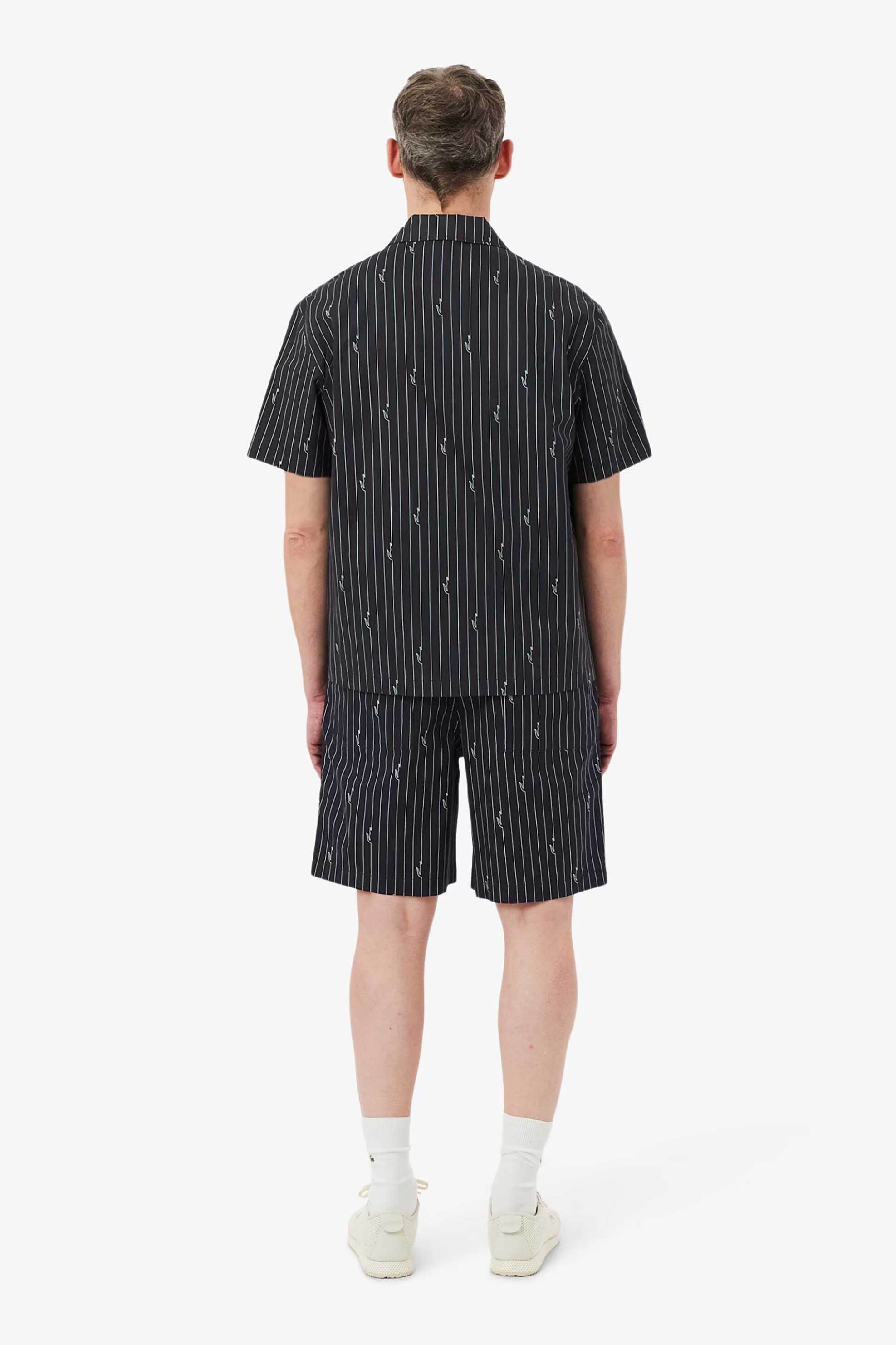 Lacoste Ανδρική Βερμούδα με Ριγέ Σχέδιο Και Ελαστική Μέση Relaxed Fit - Gh1964 Μπλε Σκούρο