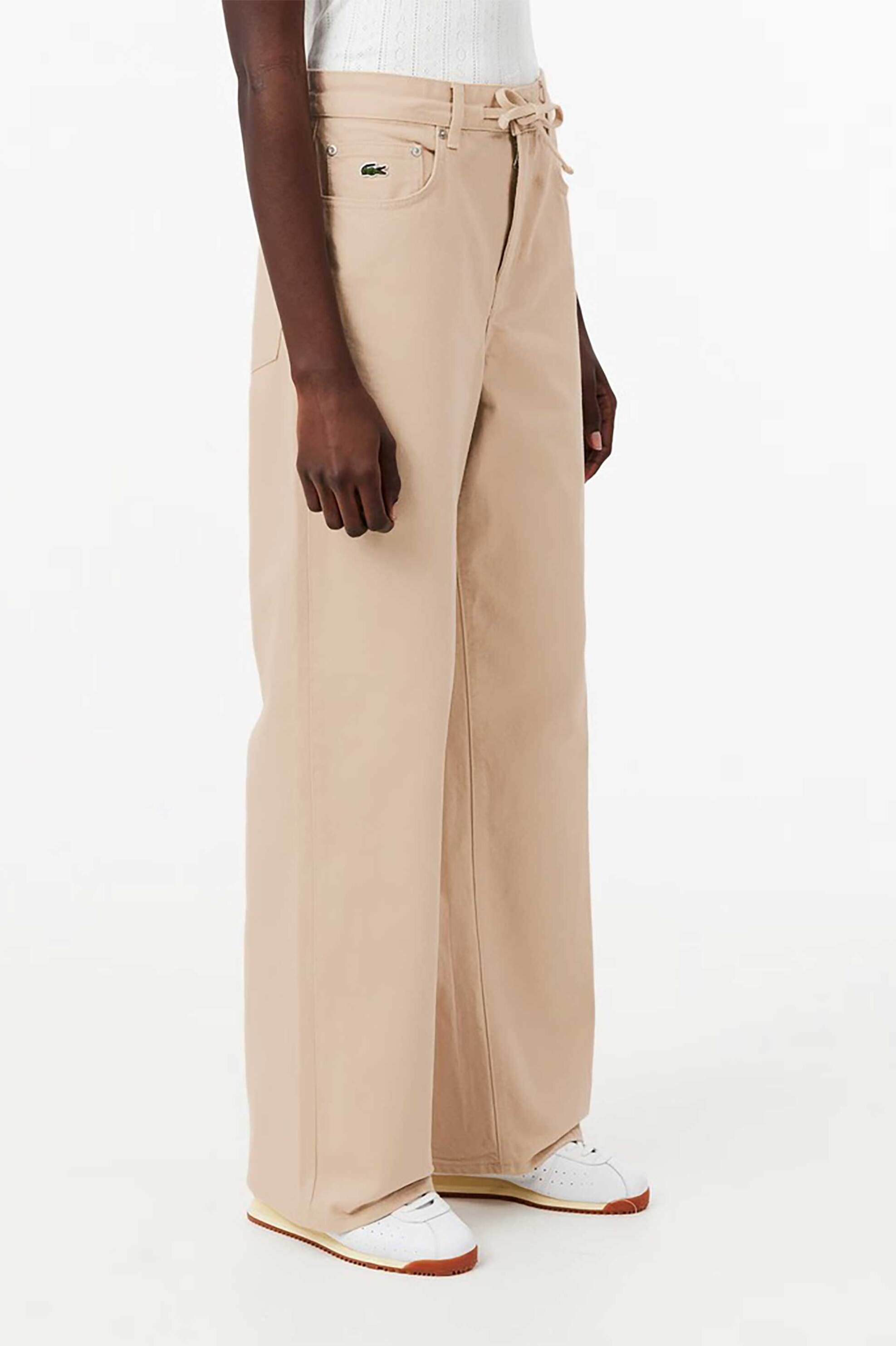 Lacoste γυναικείο τζιν παντελόνι πεντάτσεπο Wide Leg - HF0206-00 Μπεζ