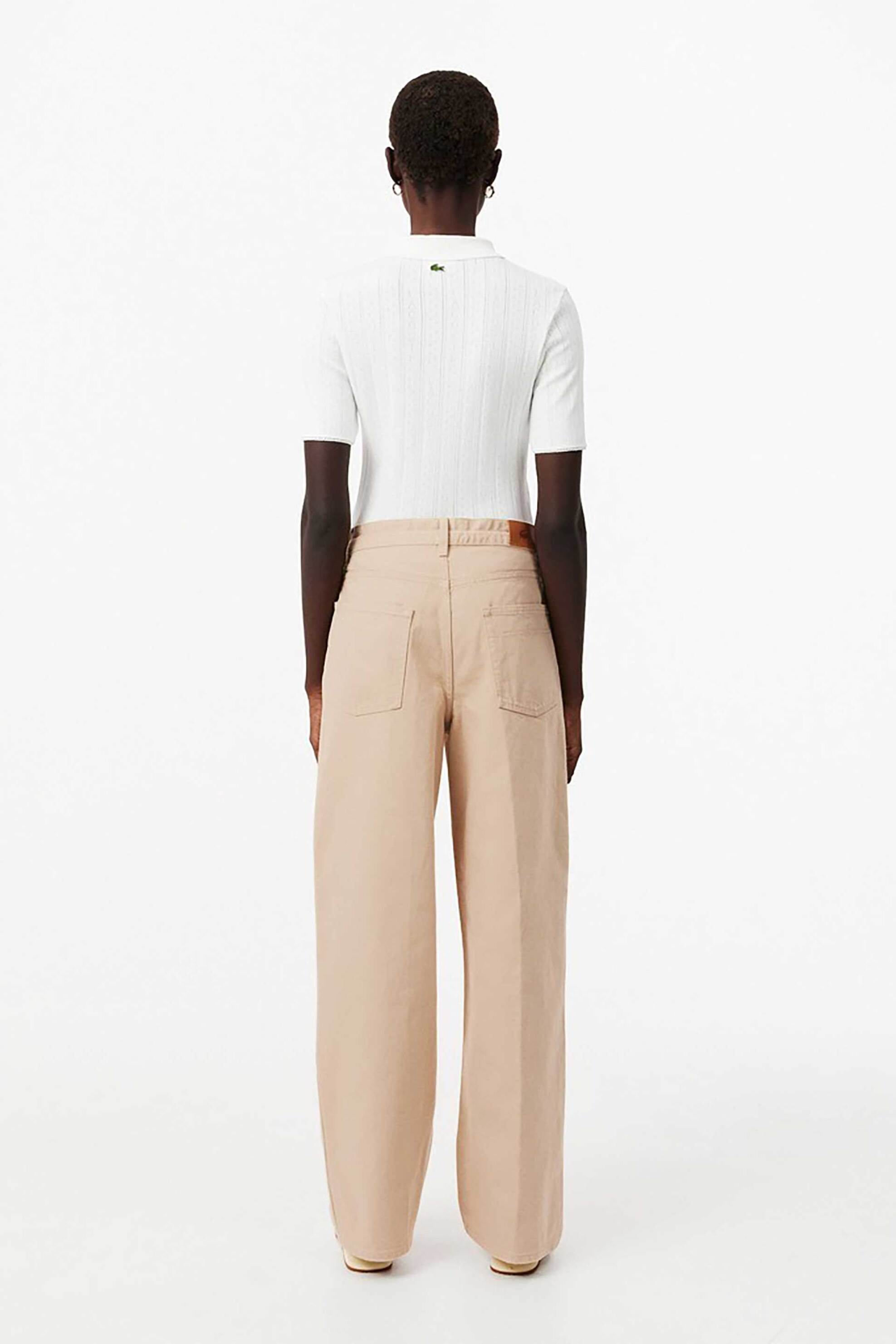 Lacoste Γυναικείο Τζιν Παντελόνι Πεντάτσεπο Wide Leg - Hf0206-00 Μπεζ