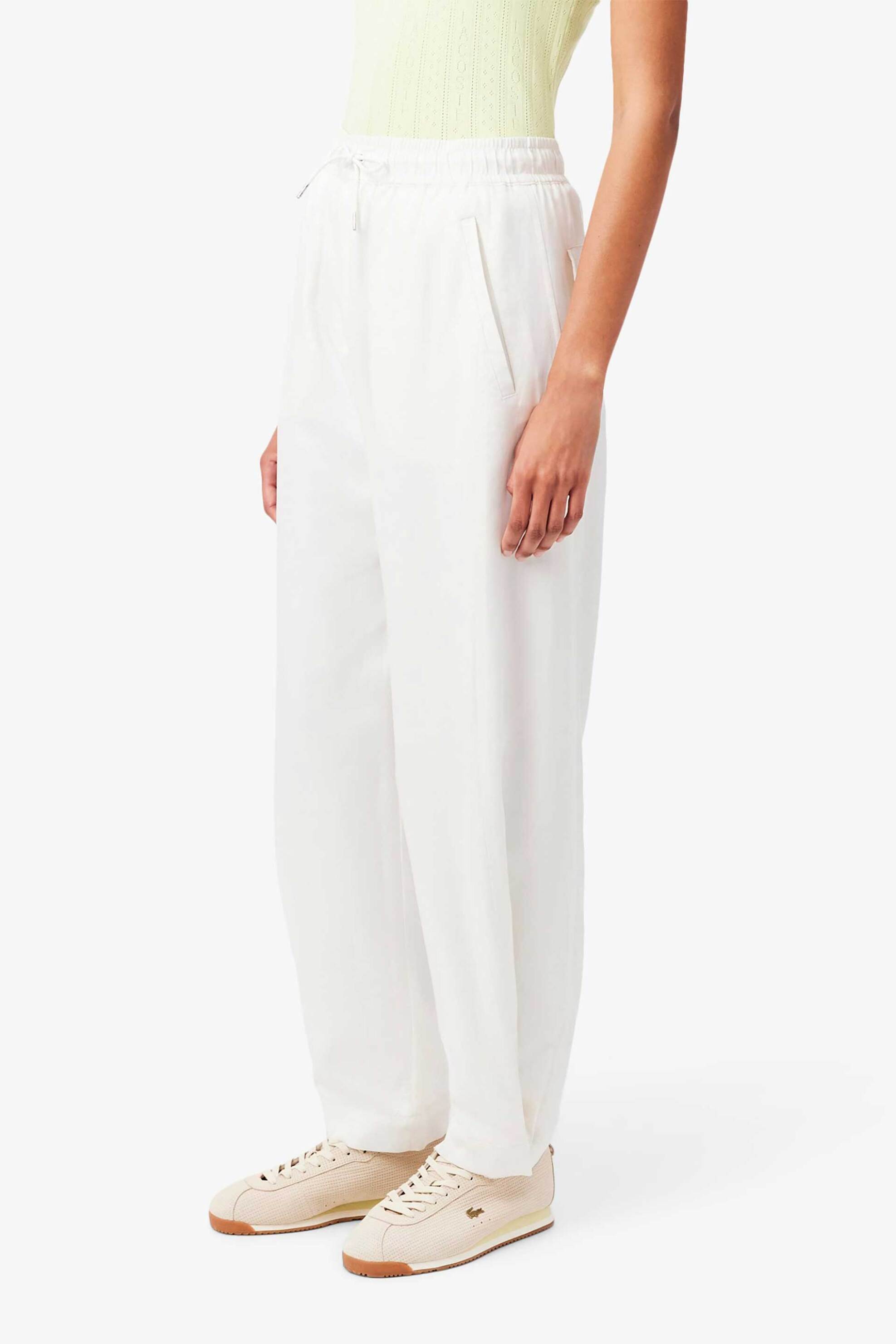 LACOSTE Lacoste γυναικείο παντελόνι με ελαστική μέση Wide Leg - HF0252 Λευκό - 2