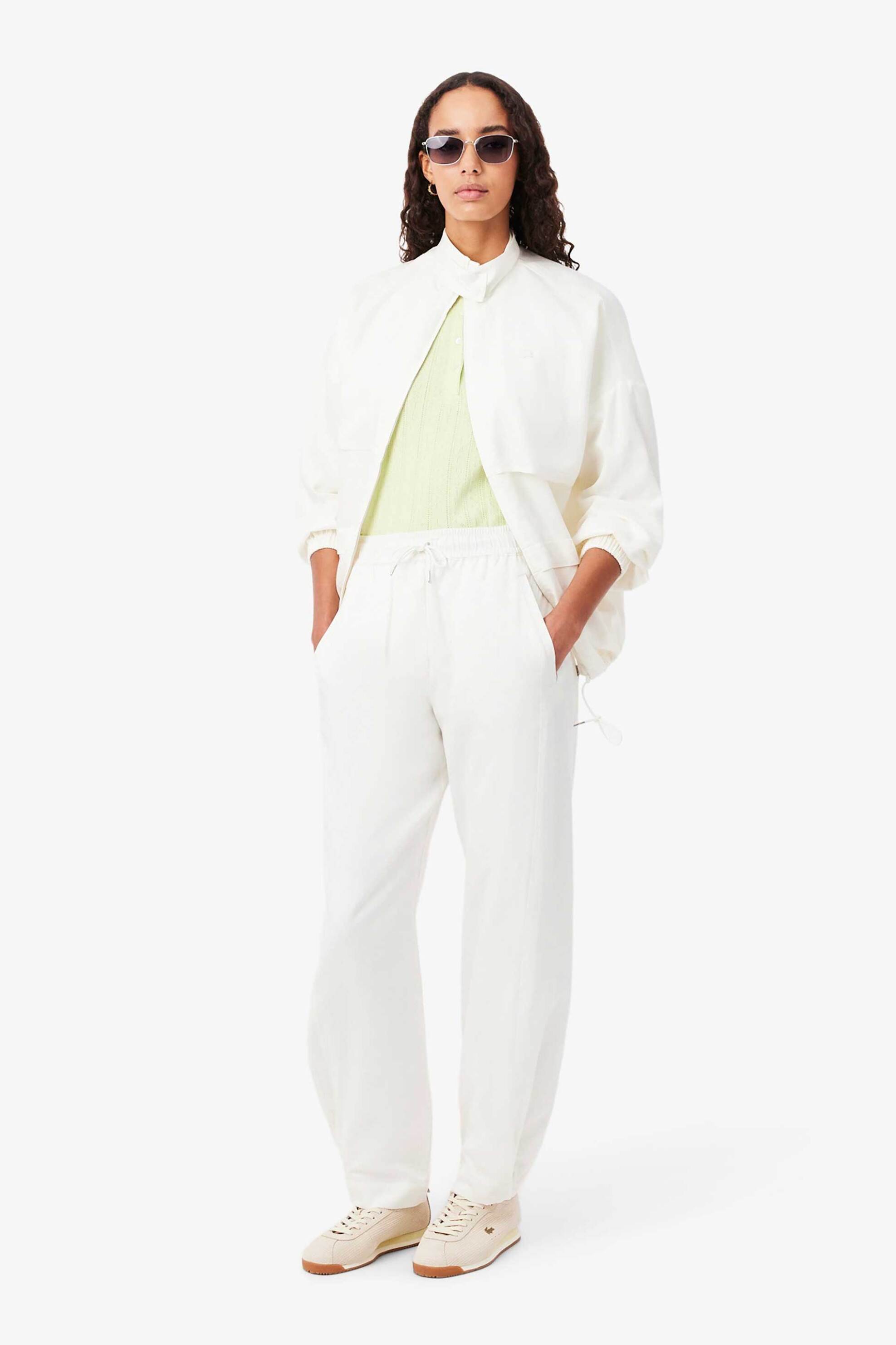 LACOSTE Lacoste γυναικείο παντελόνι με ελαστική μέση Wide Leg - HF0252 Λευκό - 3
