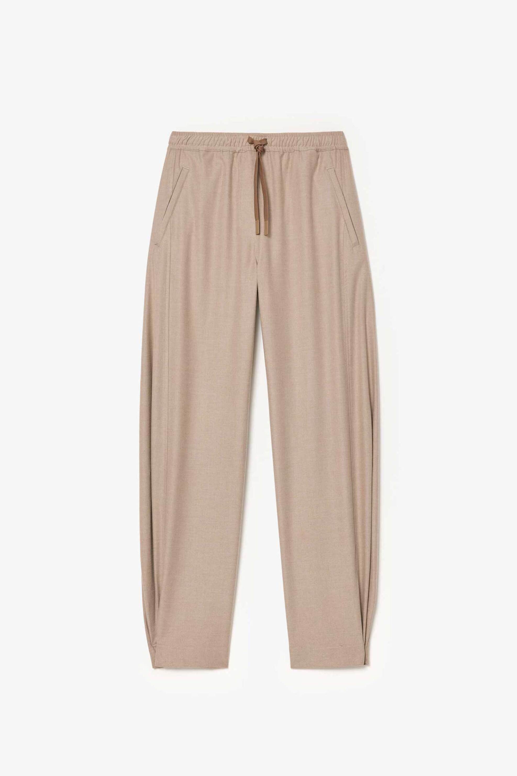 Lacoste γυναικείο παντελόνι με ελαστική μέση Wide Natural Fit - HF4206-00 Μπεζ φωτογραφία