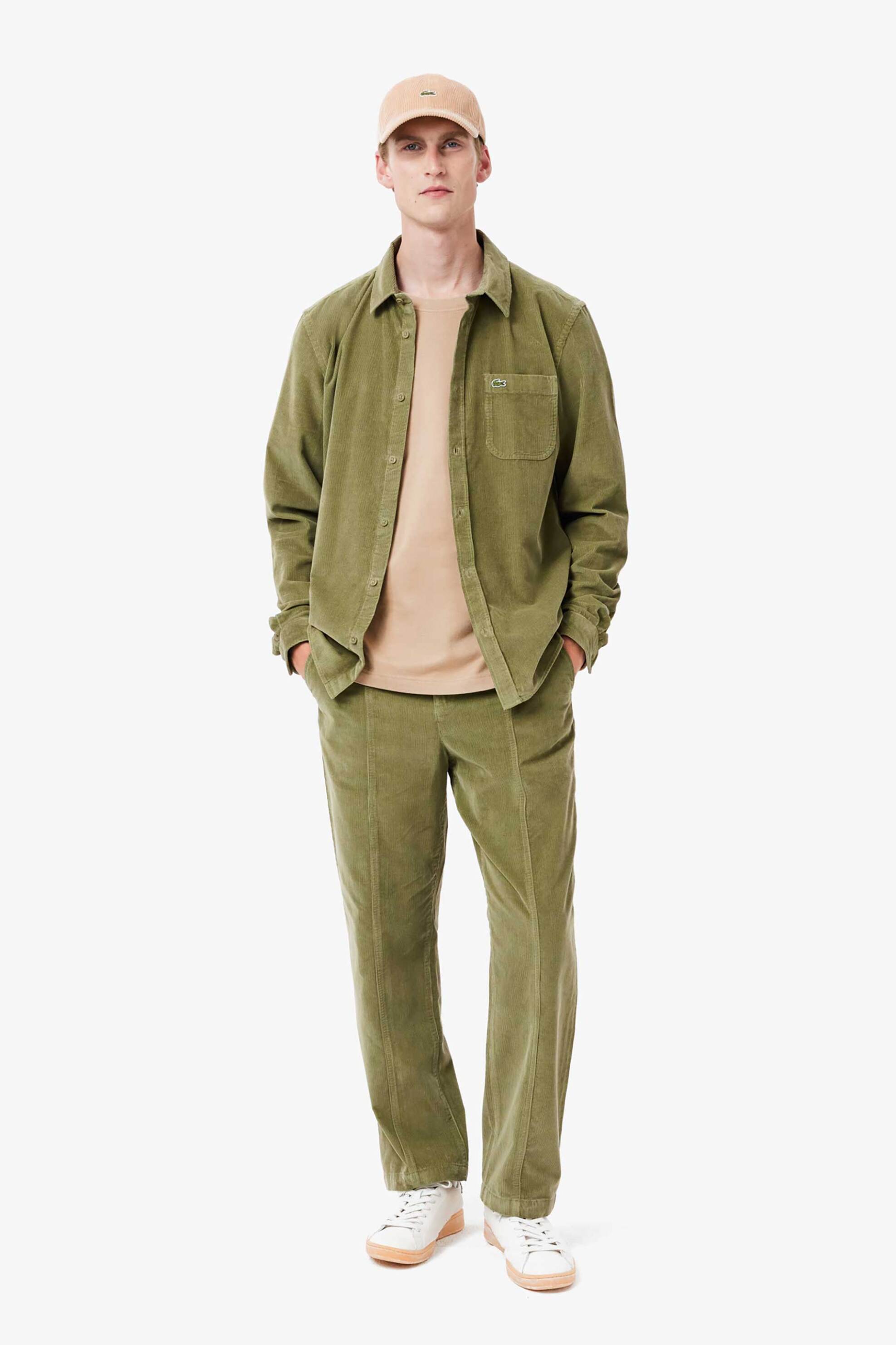 LACOSTE Lacoste ανδρικό κοτλέ παντελόνι με βελούδινη υφή Relaxed Fit - HH5963-00 Λαδί