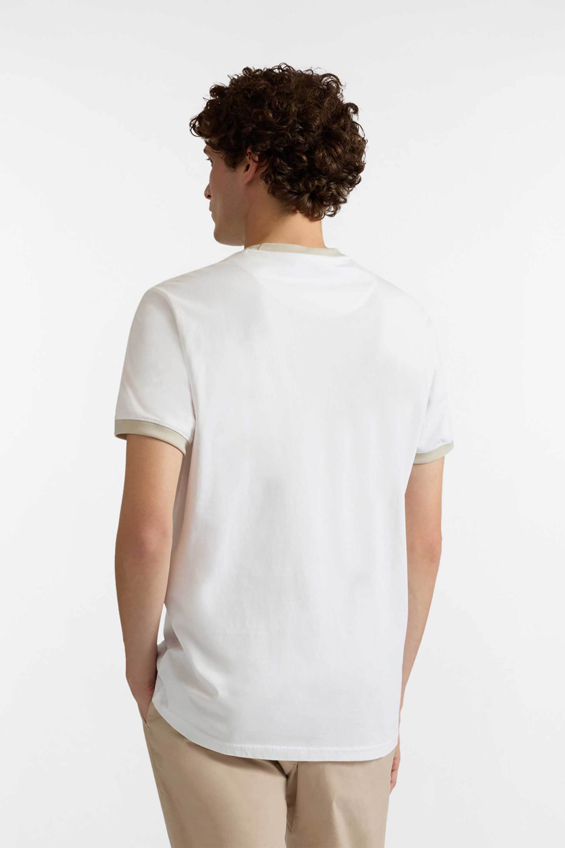 Harmont Blaine Ανδρικό T-Shirt με Κεντημένο Λογότυπο Και Contrast Trims Regular Fit - Irq407021909 Λευκό