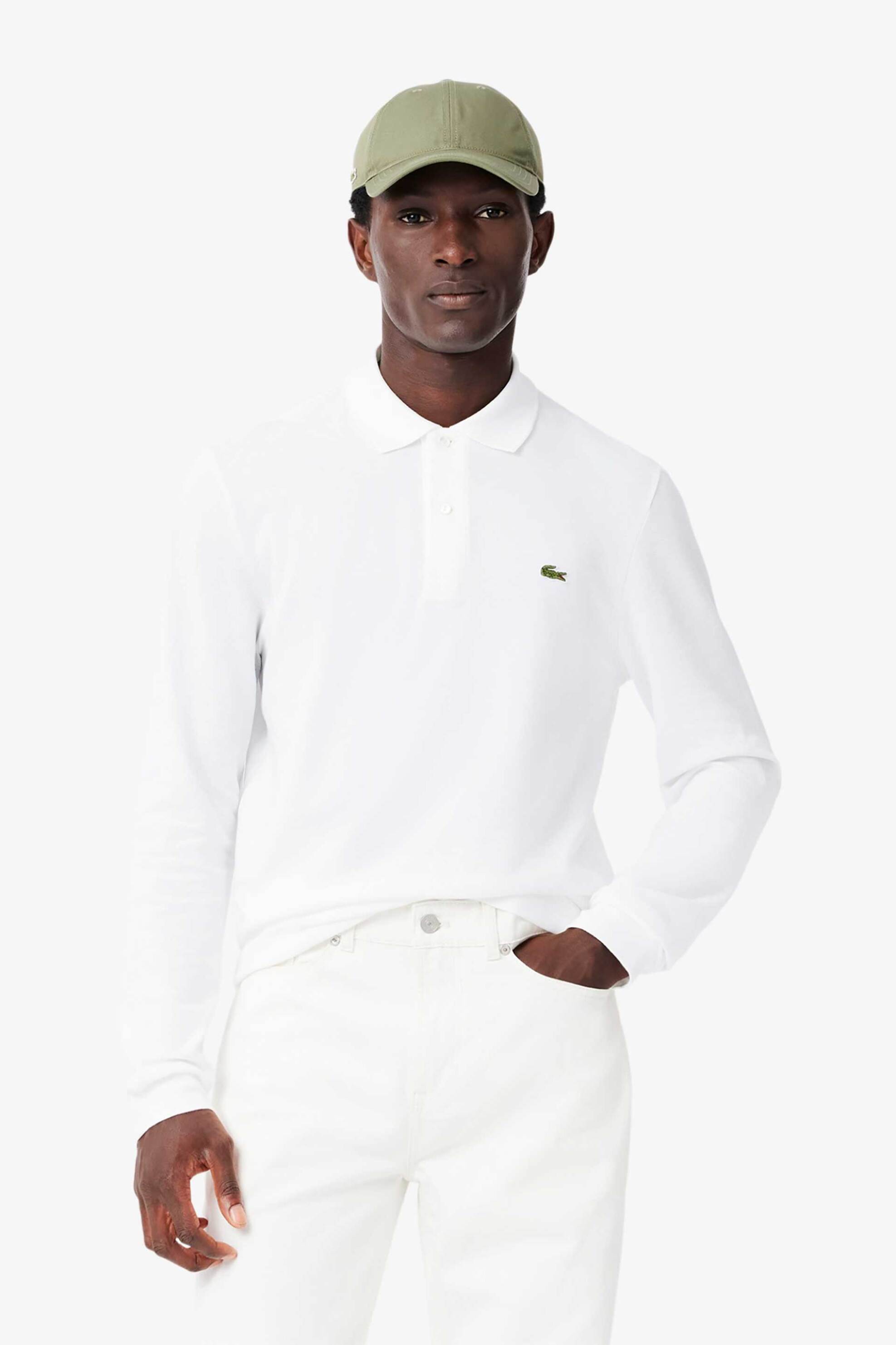 Lacoste ανδρική μπλούζα πόλο πικέ με κεντημένο λογότυπο Classic Fit - L1312 Λευκό
