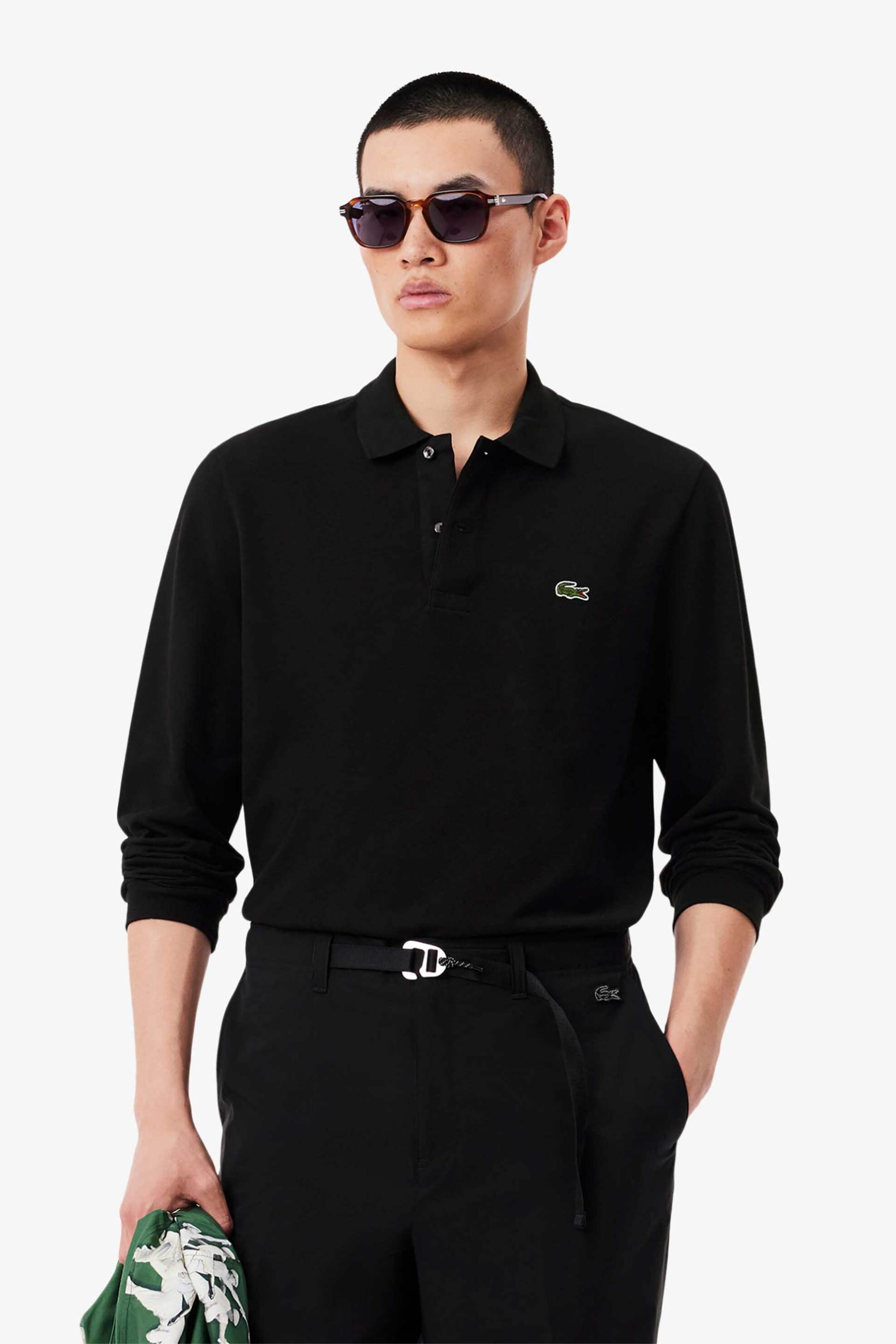 Lacoste ανδρική μπλούζα πόλο πικέ με κεντημένο λογότυπο Classic Fit - L1312 Μαύρο