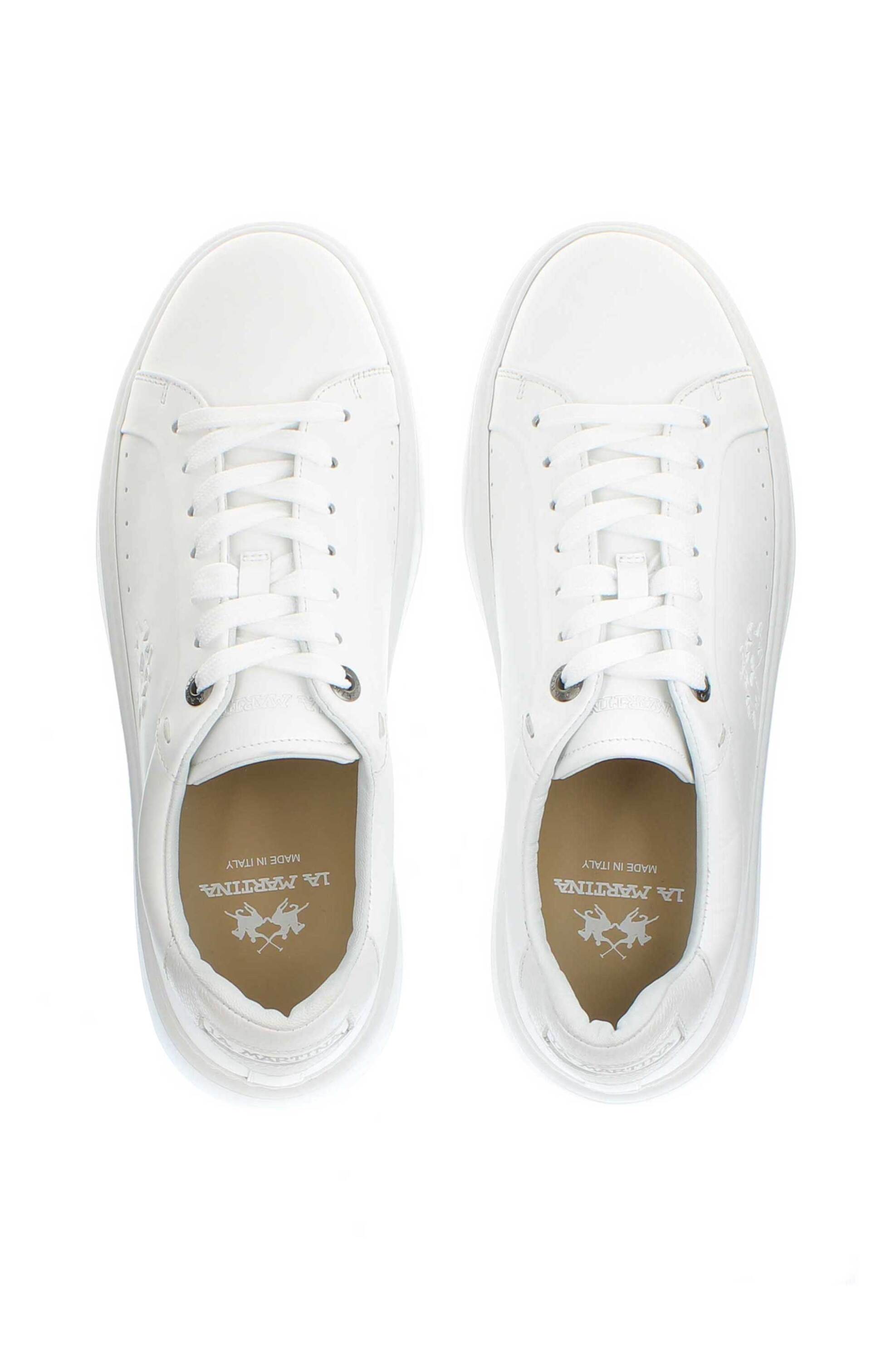 La Martina Ανδρικά Δερμάτινα Sneakers με Λογότυπο - Lfm251001-3000 Λευκό