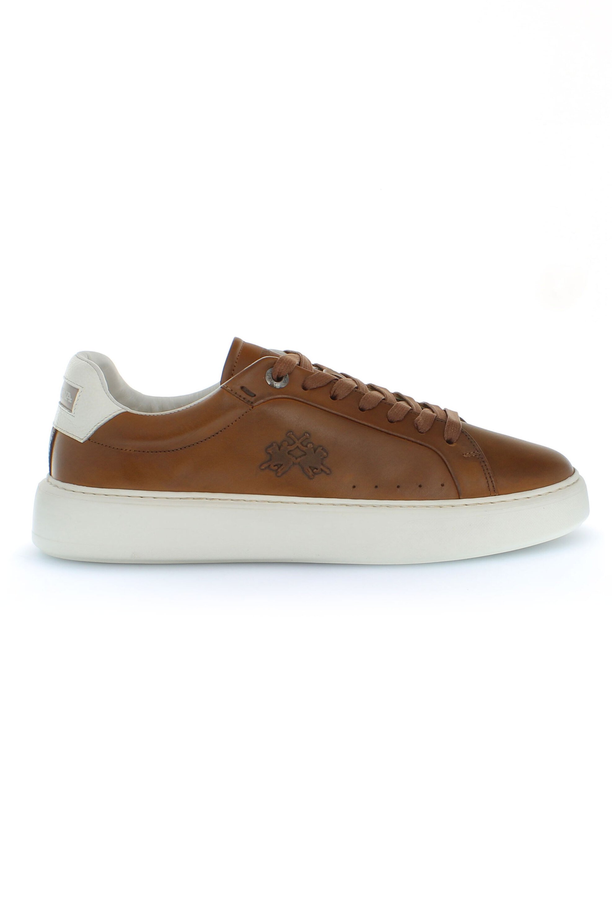 La Martina ανδρικά δερμάτινα sneakers με λογότυπο - LFM251001-3610 Καφέ