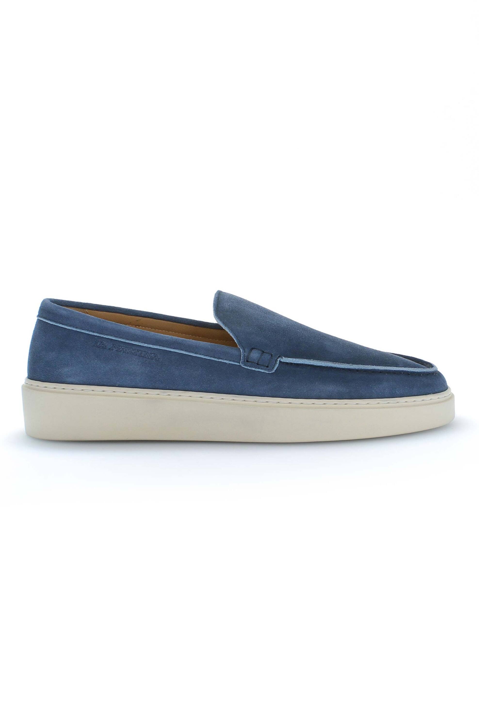 La Martina ανδρικά suede loafers με λογότυπο - LFM251012-3100 Μπλε Ραφ