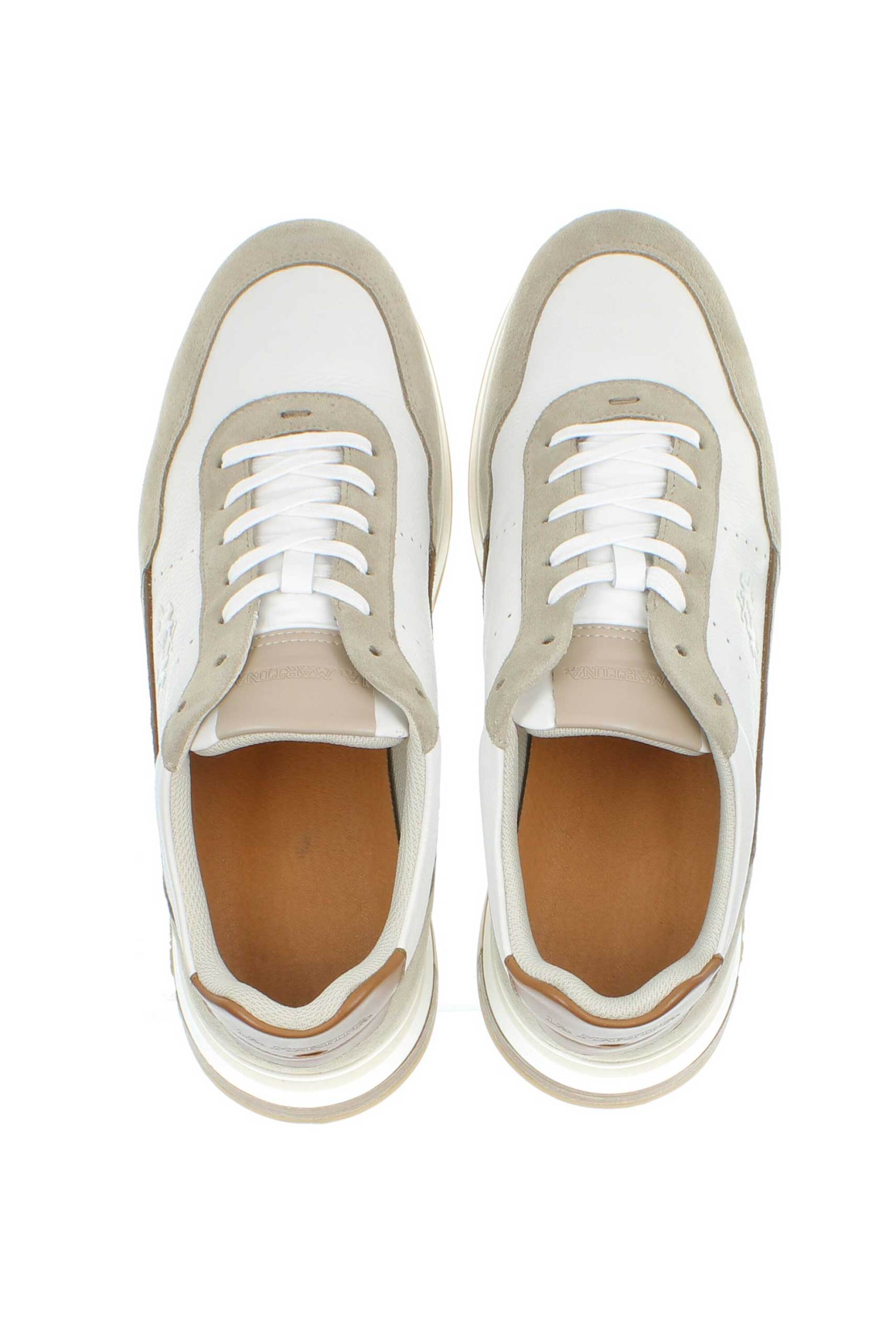 La Martina Ανδρικά Δερμάτινα Suede Sneakers με Λογότυπο - Lfm251030-4060 Λευκό