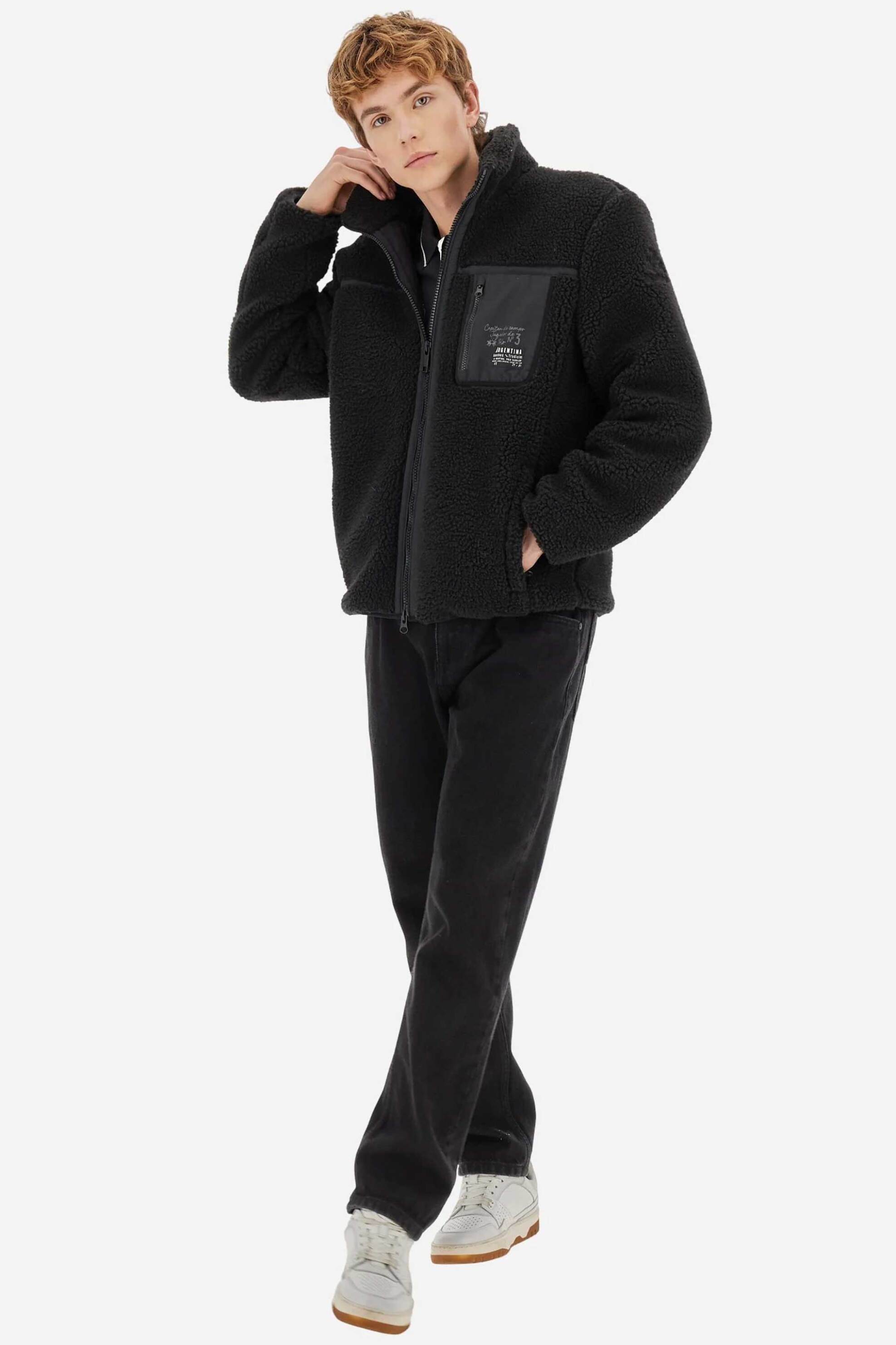 La Martina ανδρικό μπουφάν μπουκλέ με ψηλό λαιμό Regular Fit "Barney" - MBO302-FP115 Μαύρο φωτογραφία