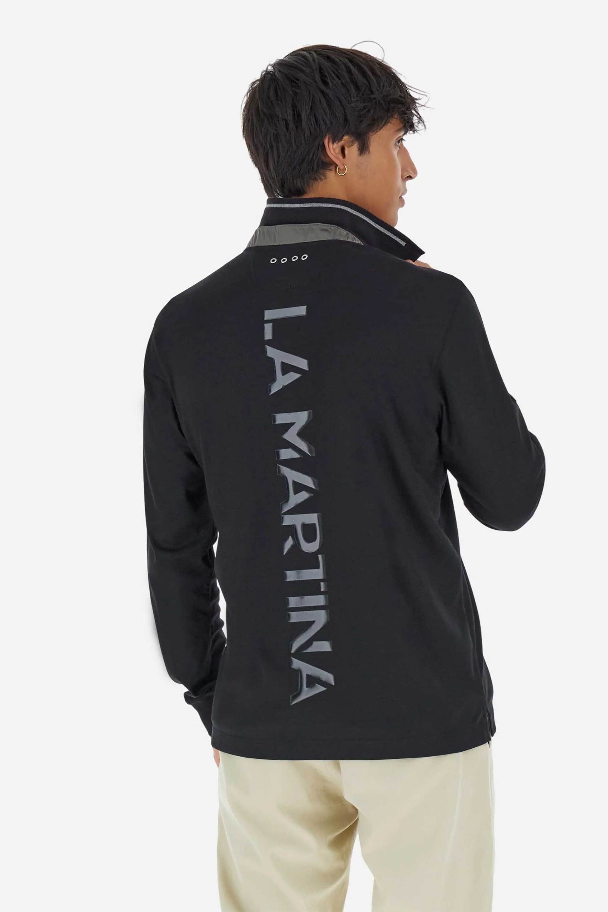 La Martina ανδρική μπλούζα πόλο με κεντημένο λογότυπο Regular Fit "Booker" - MBP602-JS404 Μαύρο φωτογραφία