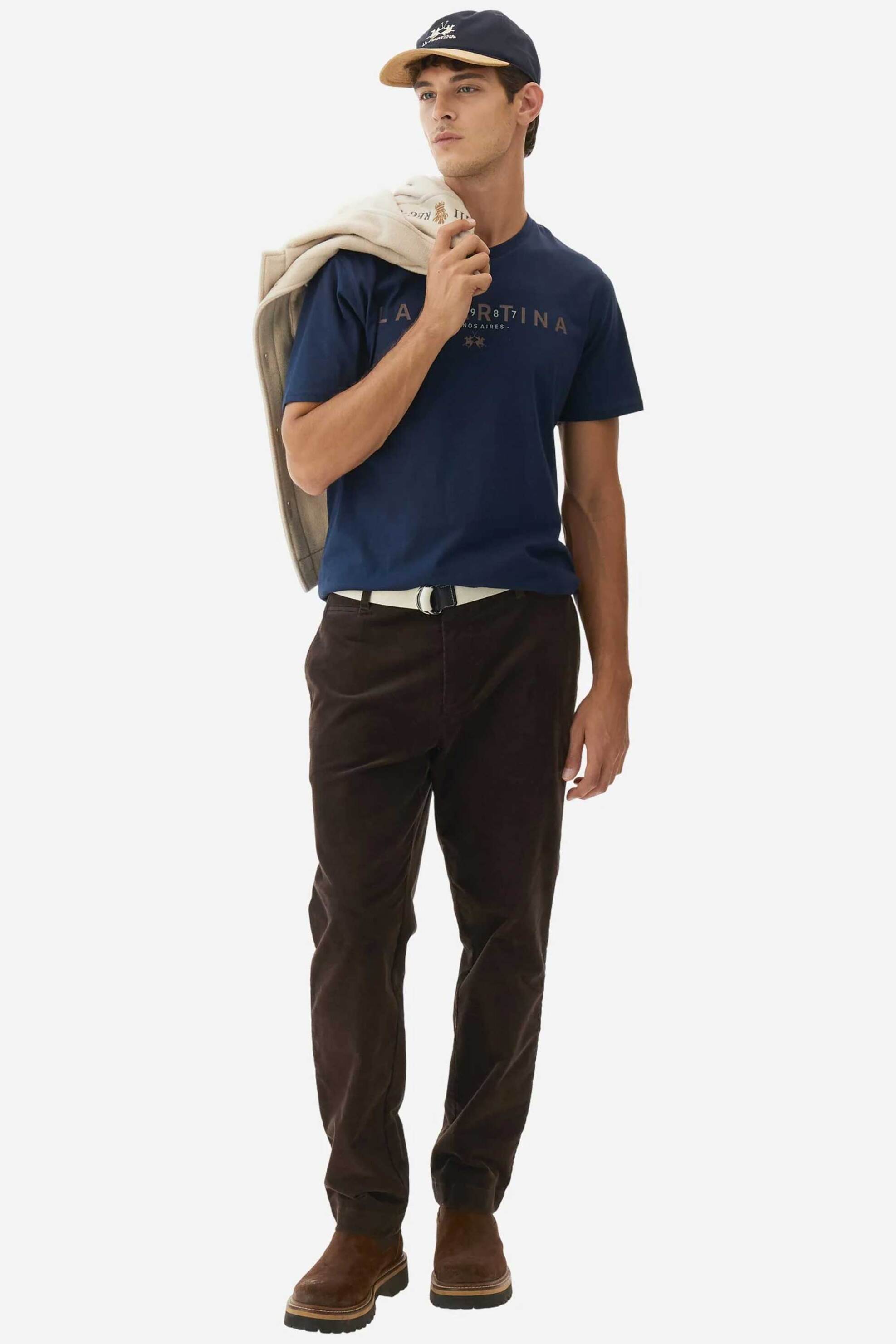 La Martina ανδρικό T-shirt με logo print Regular Fit "Bonifacio" - MBR007-JS206 Μπλε Σκούρο φωτογραφία