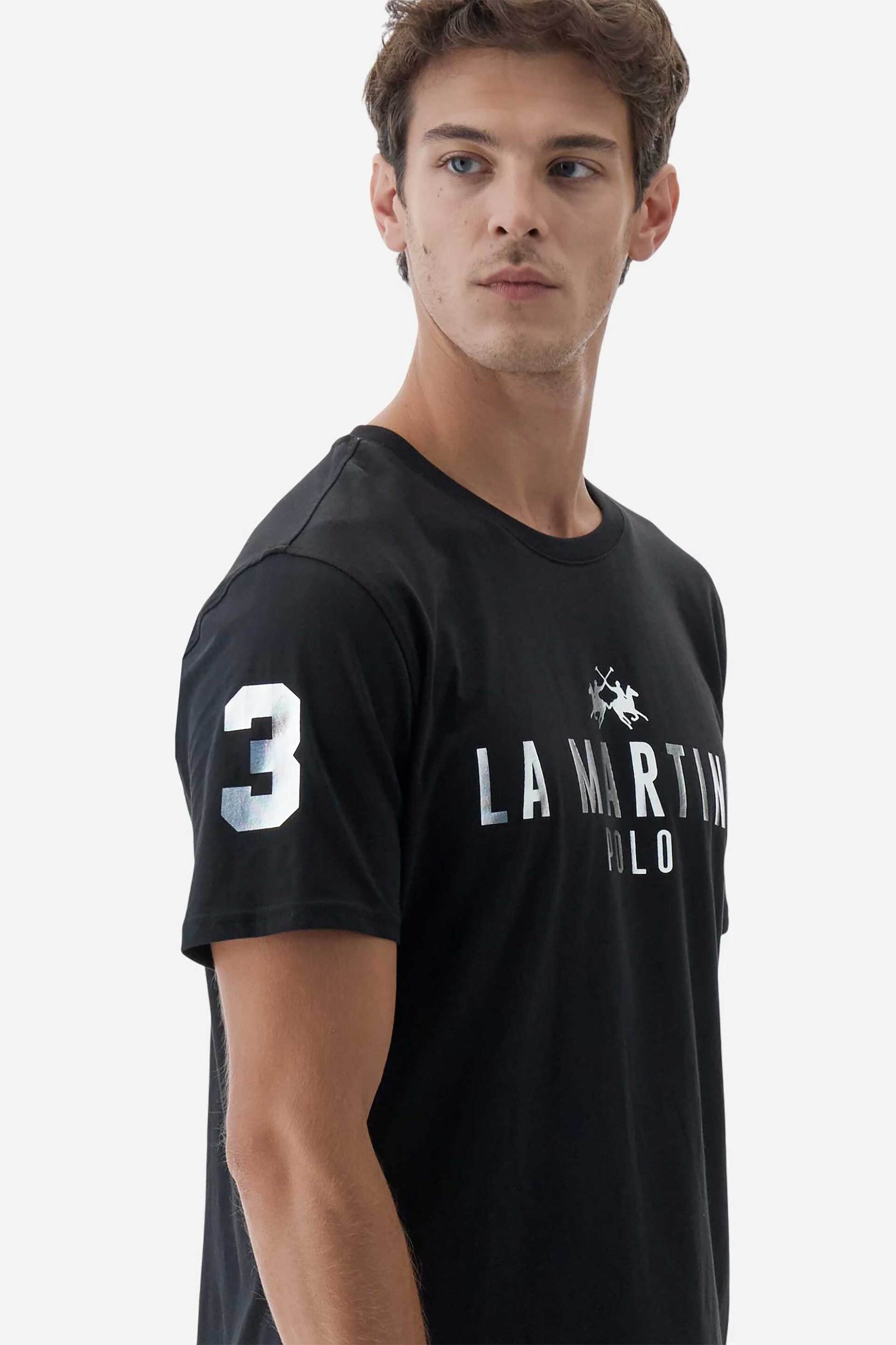 La Martina ανδρικό T-shirt με logo print Regular Fit "Brigham" - MBR322-JS206 Μαύρο φωτογραφία