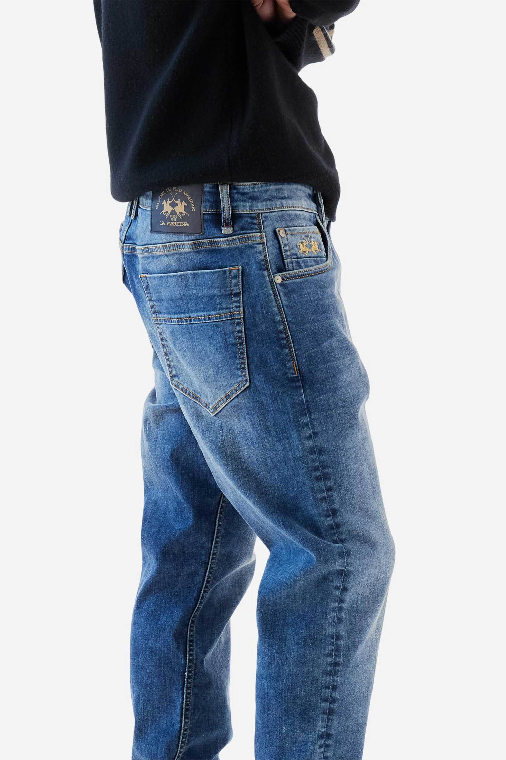 La Martina ανδρικό τζιν παντελόνι πεντάτσεπο Straight Fit - MBT016-DM105 Denim Blue φωτογραφία