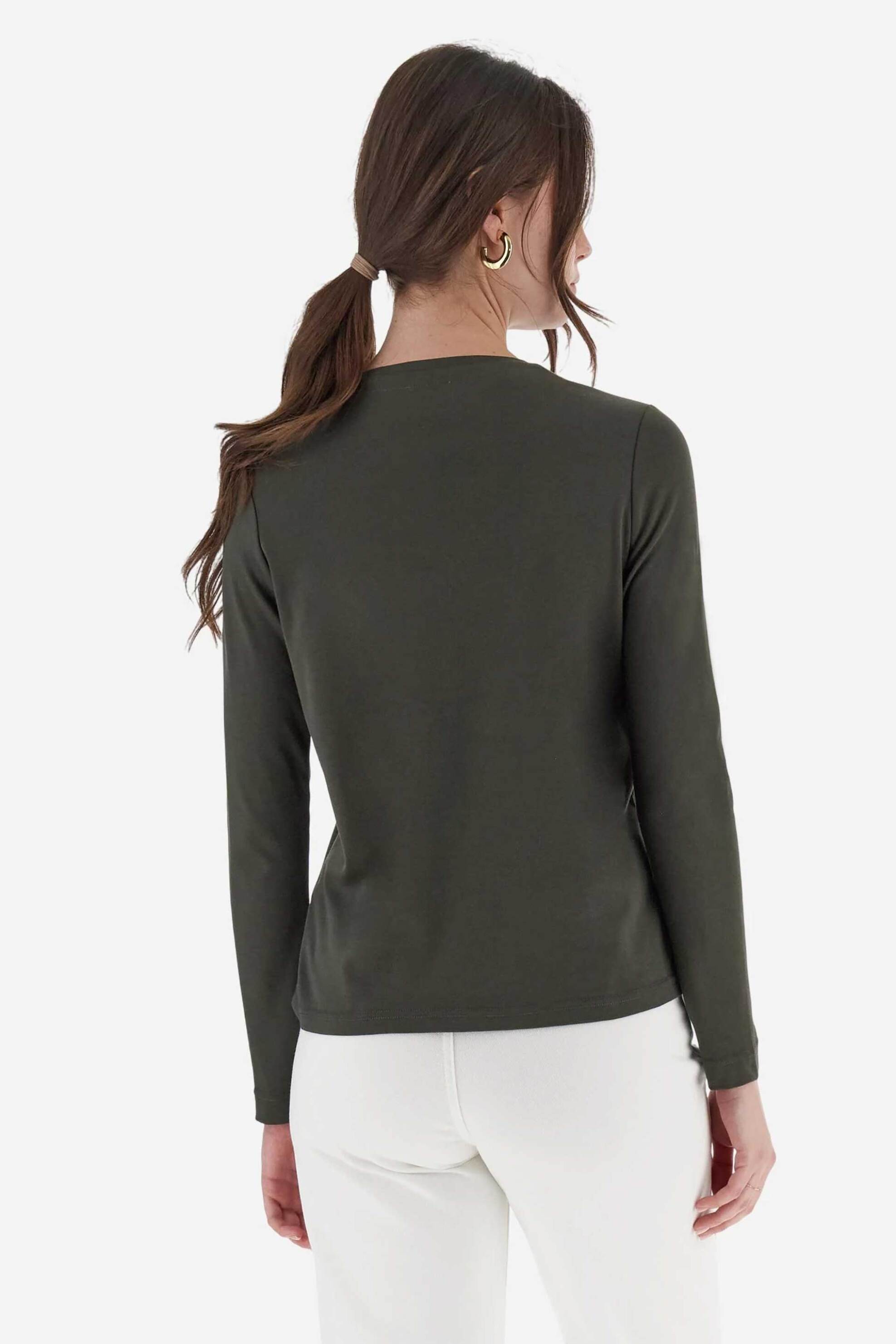 La Martina γυναικεία μακρυμάνικη μπλούζα με σχέδιο Regular Fit "Berenice" - WBR300-JS404 Χακί φωτογραφία