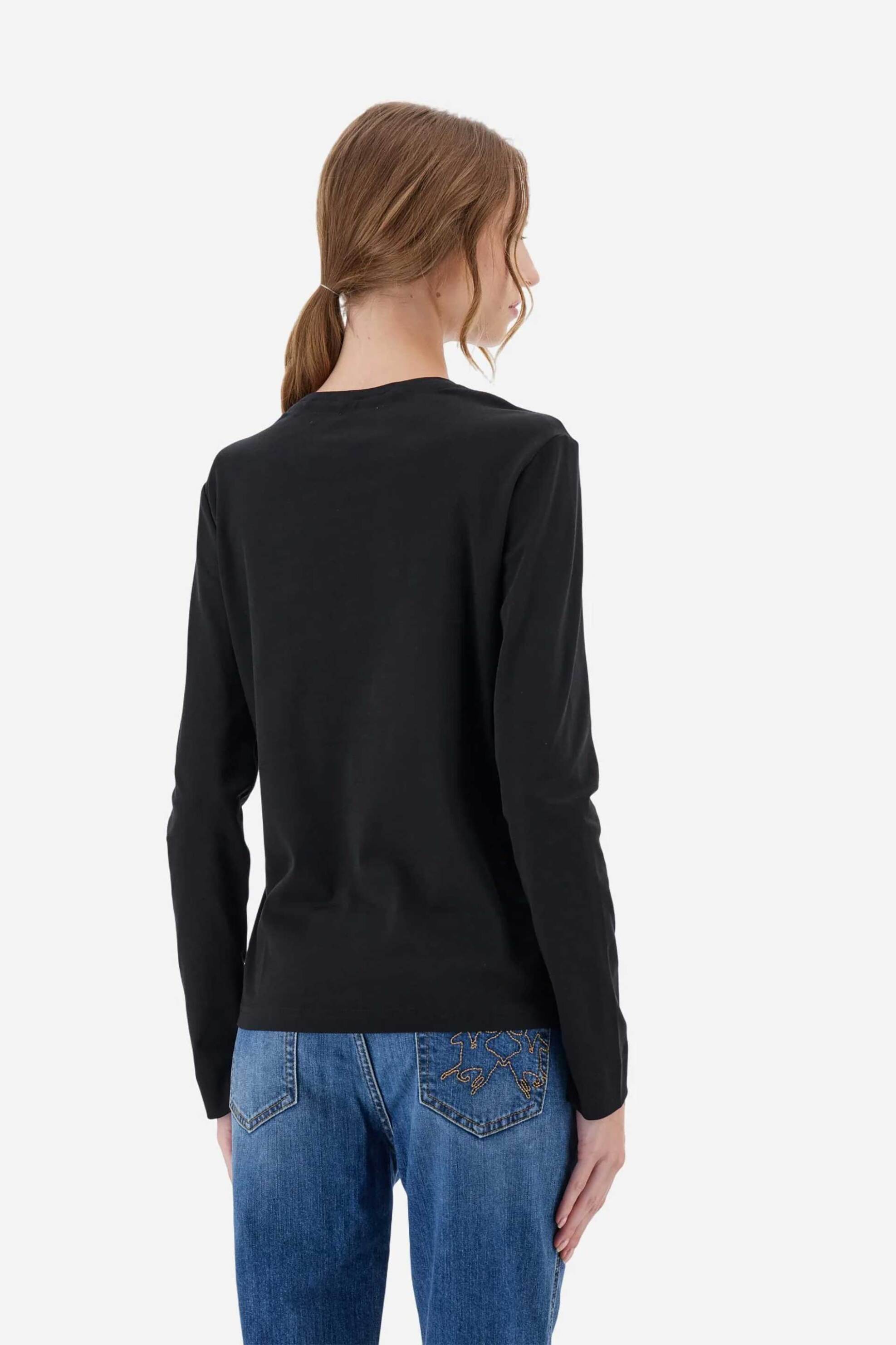 La Martina γυναικεία μακρυμάνικη μπλούζα με σχέδιο Regular Fit "Berenice" - WBR300-JS404 Μαύρο φωτογραφία