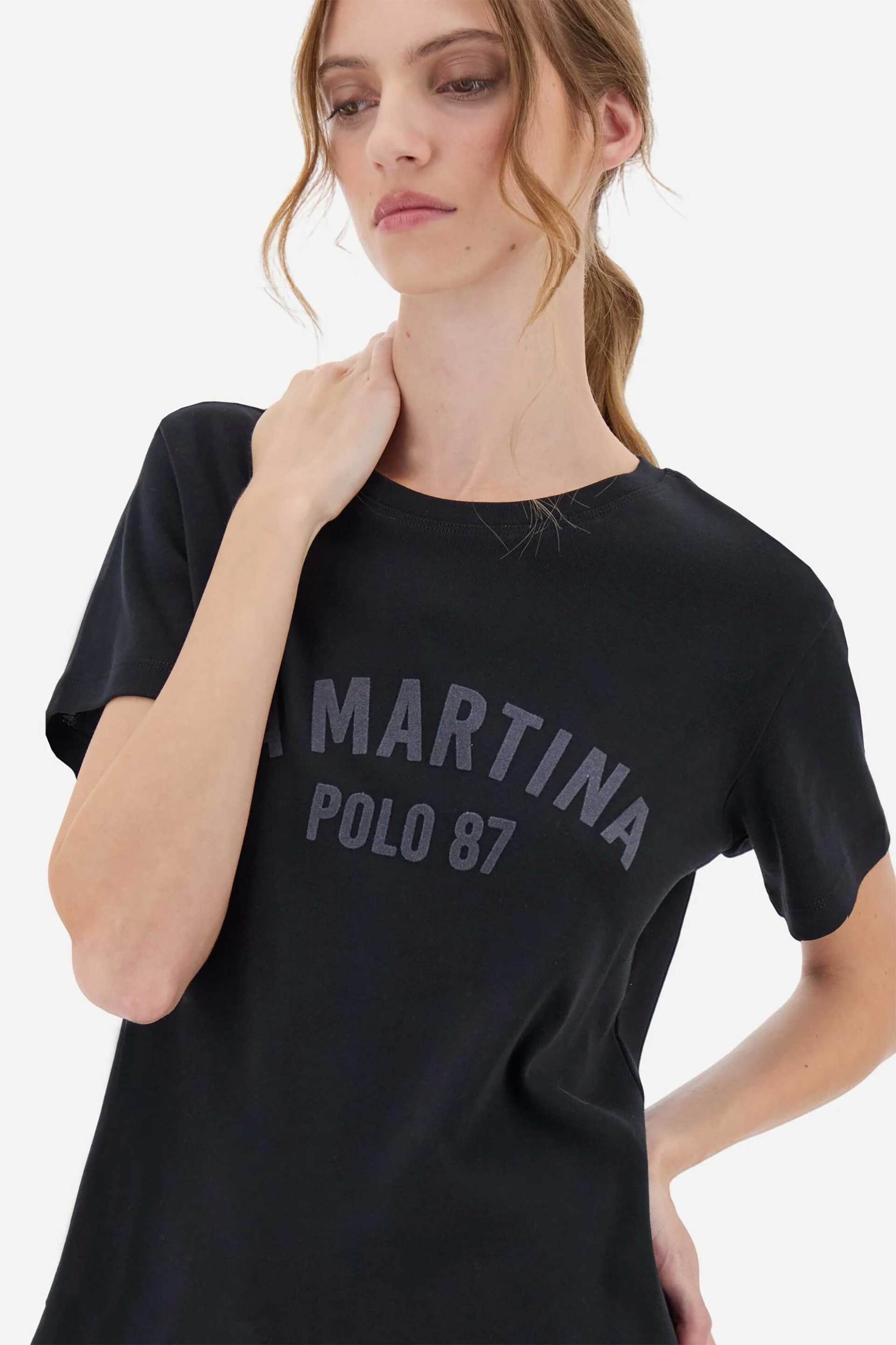 La Martina γυναικείο T-shirt με logo print Slim Fit "Basanta" - WBR301-RB013 Μαύρο φωτογραφία