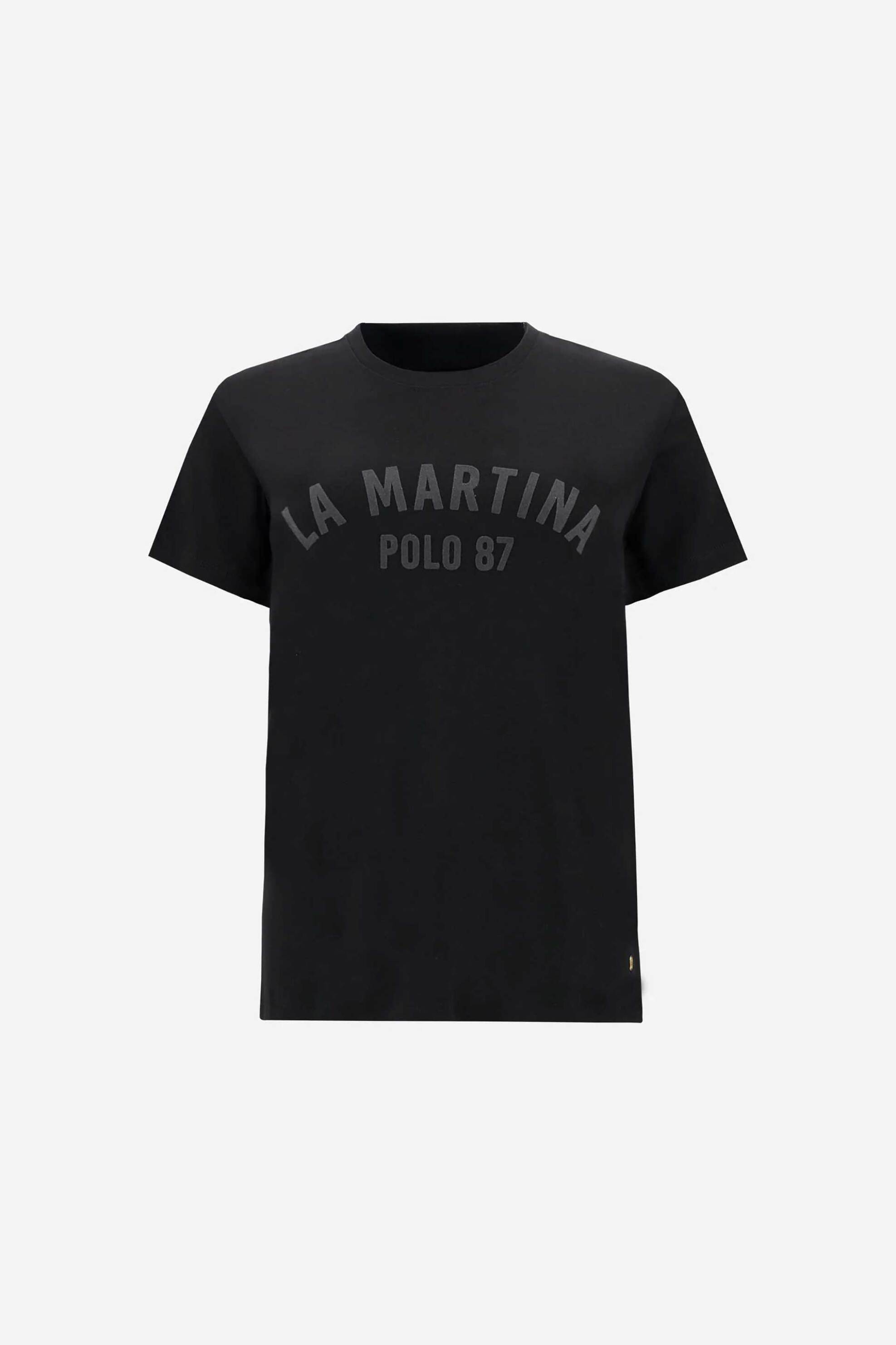 La Martina γυναικείο T-shirt με logo print Slim Fit "Basanta" - WBR301-RB013 Μαύρο φωτογραφία