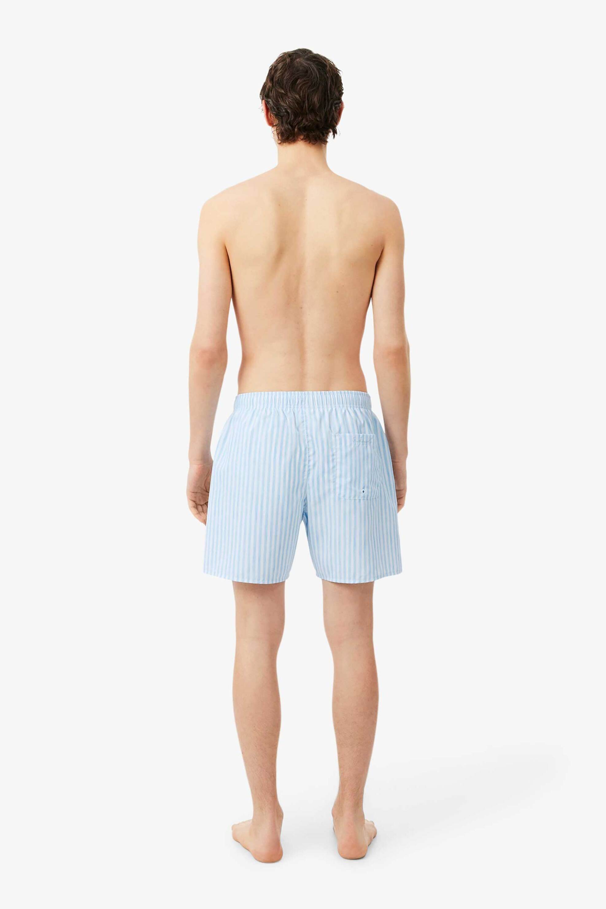 Lacoste Ανδρικό Μαγιό Σορτς με Ριγέ Σχέδιο - Mh1901 Μπλε Ανοιχτό