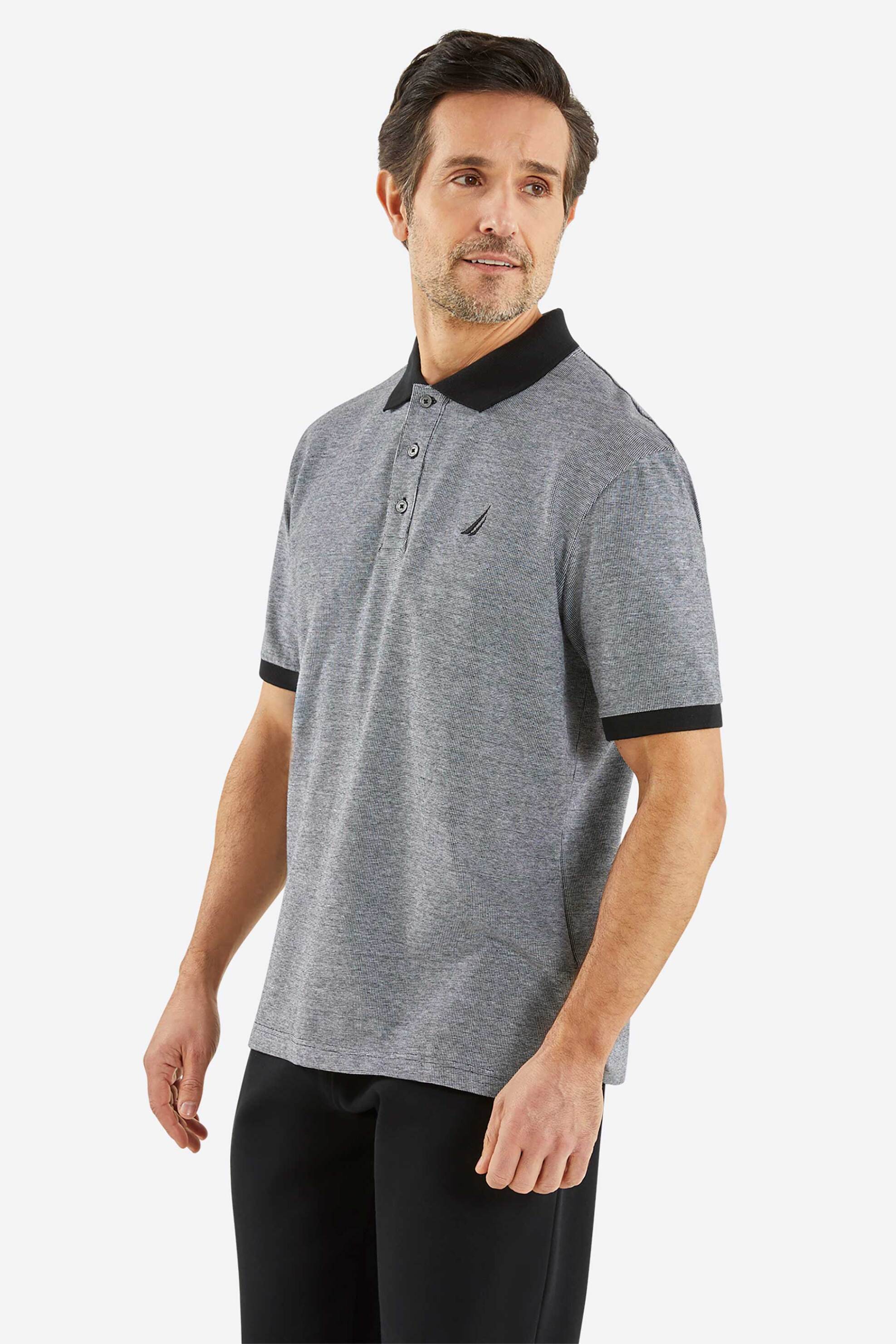 Nautica ανδρική πόλο μπλούζα structured κοντομάνικη με κεντημένο logo Classic Fit - N1P02334 Γκρι