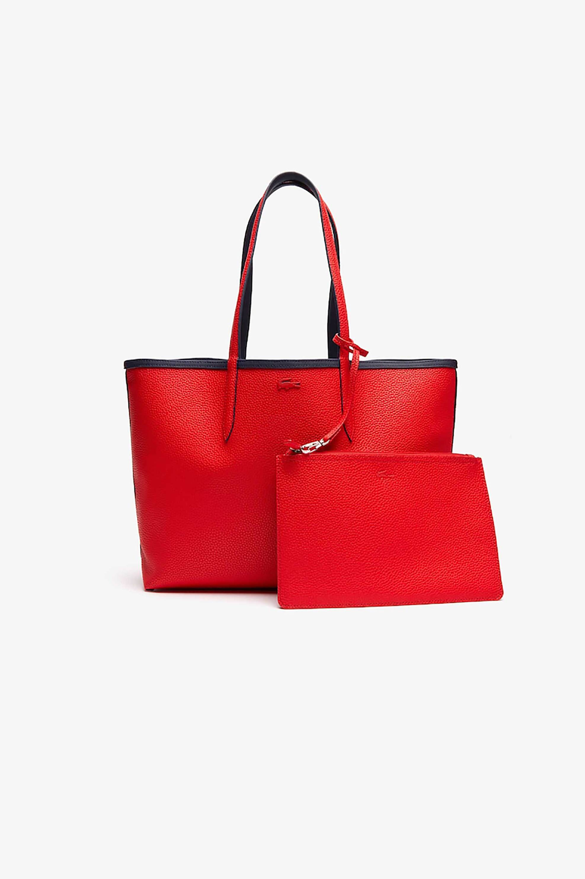 Lacoste γυναικεία τσάντα tote πικέ διπλής όψης με μεταλλικό λογότυπο 