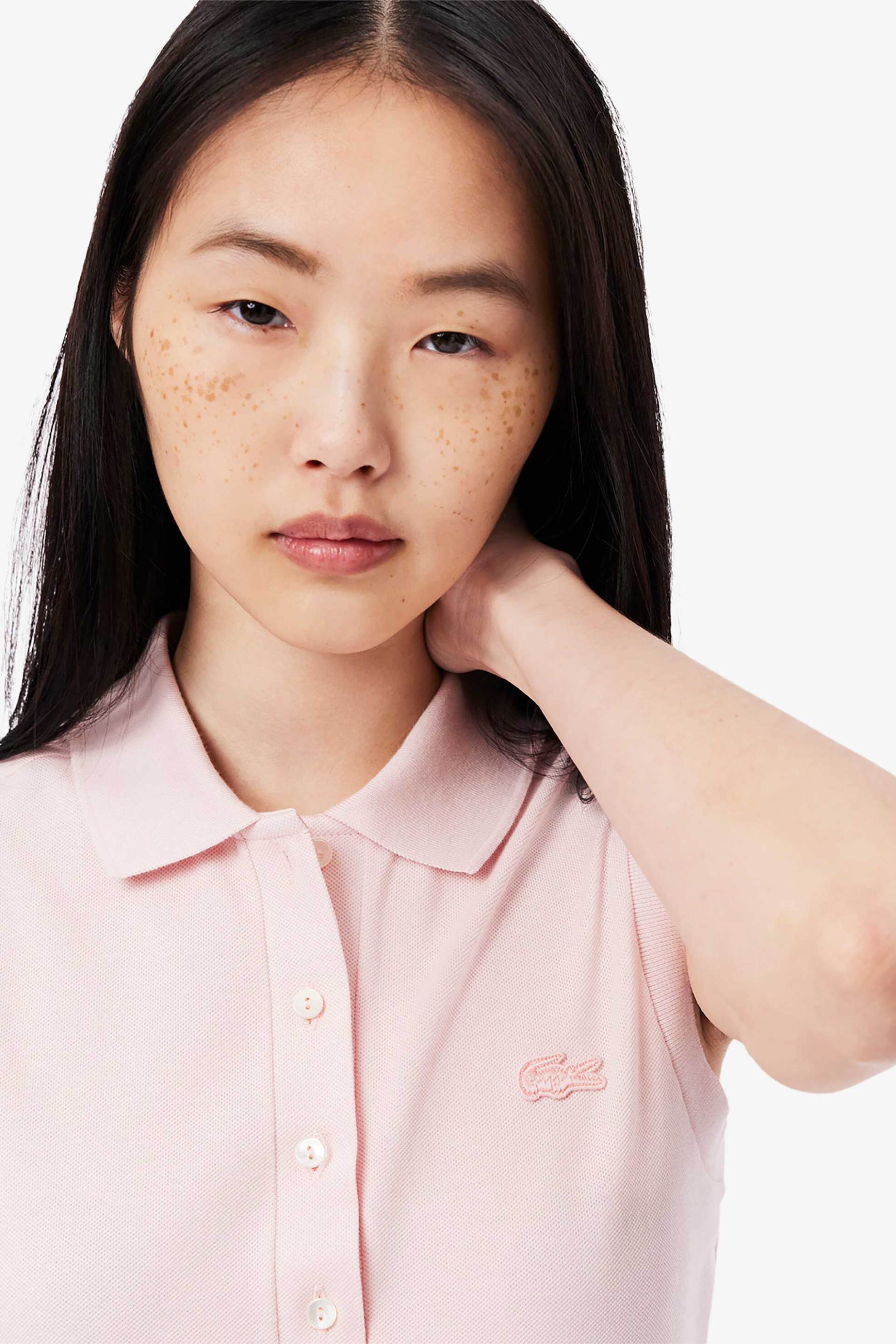 Lacoste γυναικεία μπλούζα πόλο αμάνικη πικέ με κεντημένο λογότυπο Slim Fit - PF5445 Ροζ Ανοιχτό φωτογραφία