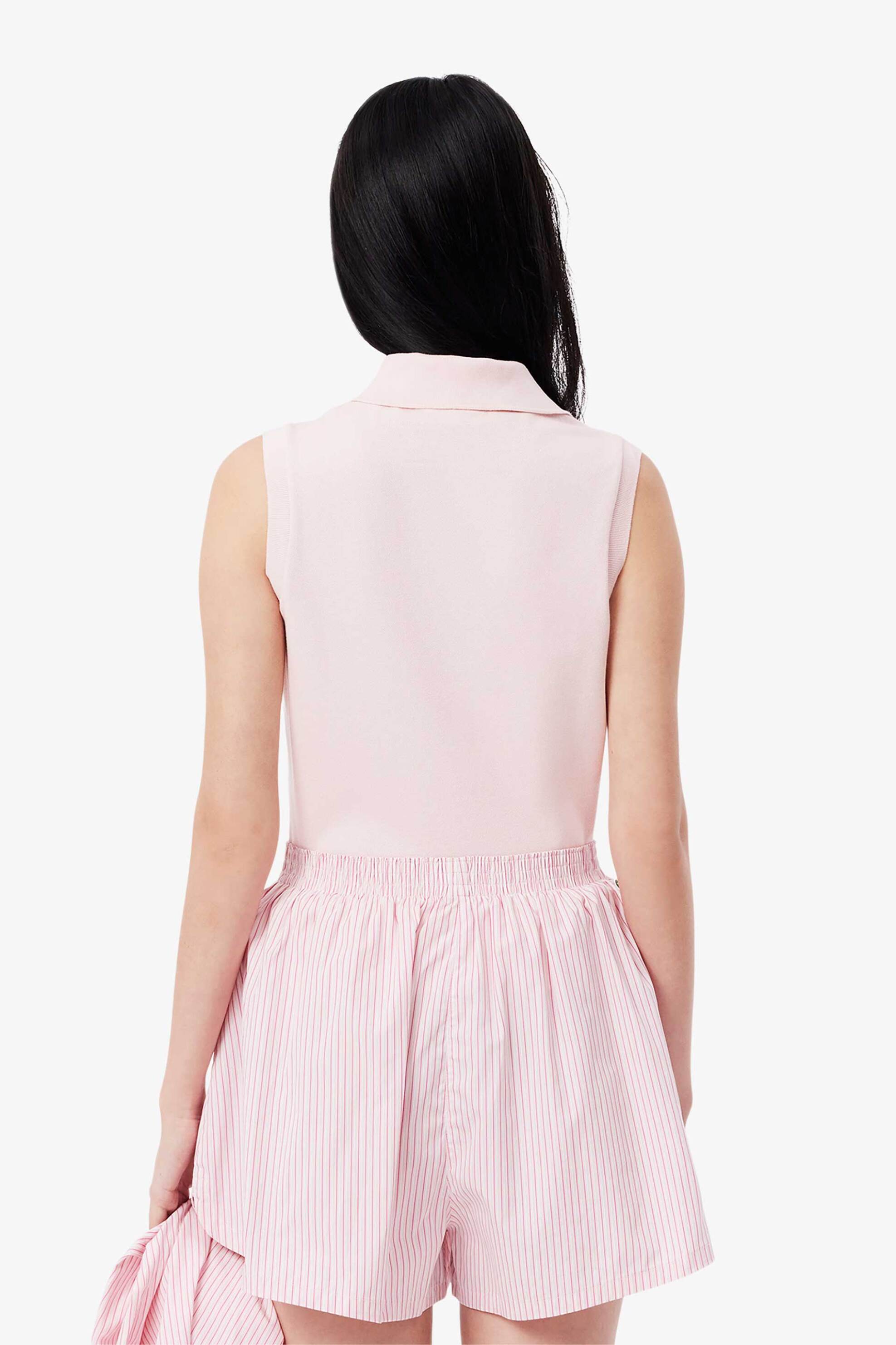 Lacoste γυναικεία μπλούζα πόλο αμάνικη πικέ με κεντημένο λογότυπο Slim Fit - PF5445 Ροζ Ανοιχτό φωτογραφία