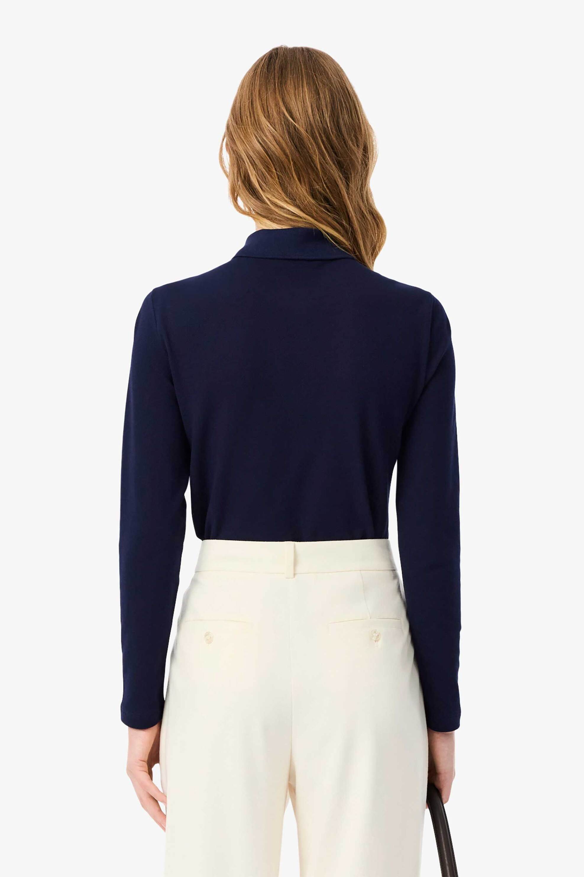 Lacoste γυναικεία μπλούζα πόλο πικέ με ton-sur-ton κεντημένο λογότυπο Slim Fit - PF5464 Μπλε Σκούρο φωτογραφία