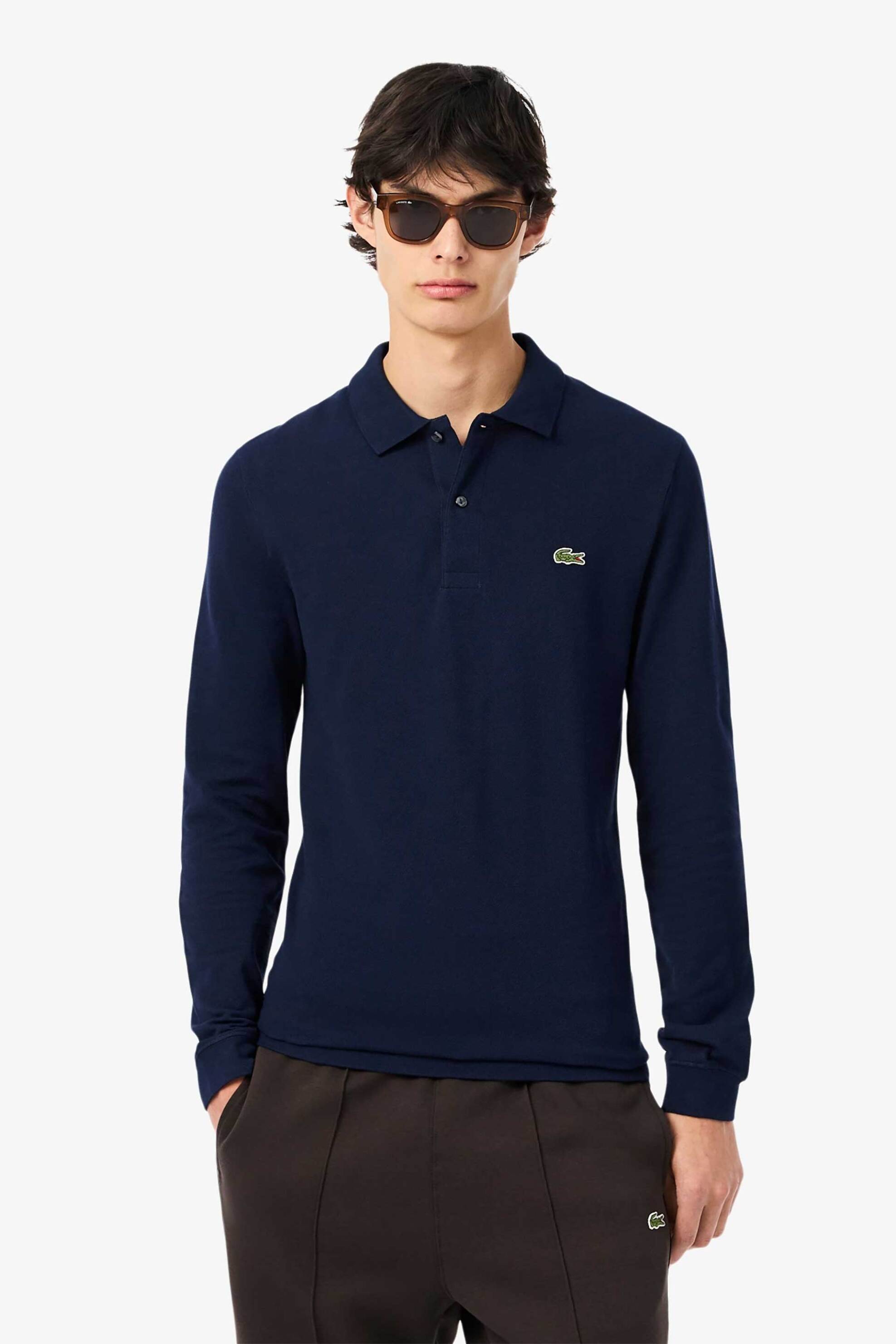 Lacoste ανδρική μπλούζα πόλο πικέ με κεντημένο λογότυπο Slim Fit - PH4013 Μπλε Σκούρο