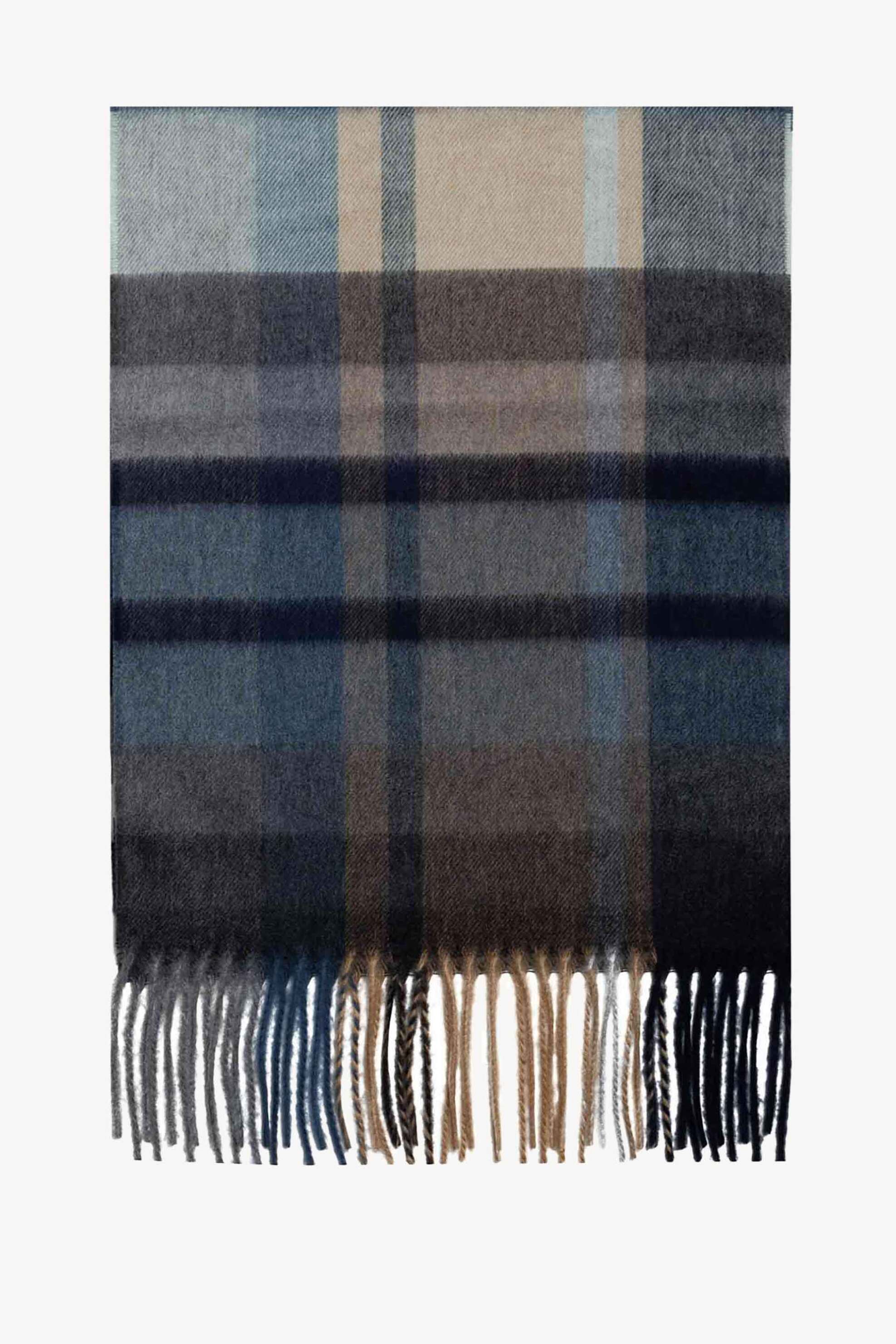 The Bostonians ανδρικό κασκόλ με καρό σχέδιο και κρόσσια "Copley" - SC701055 Μπλε