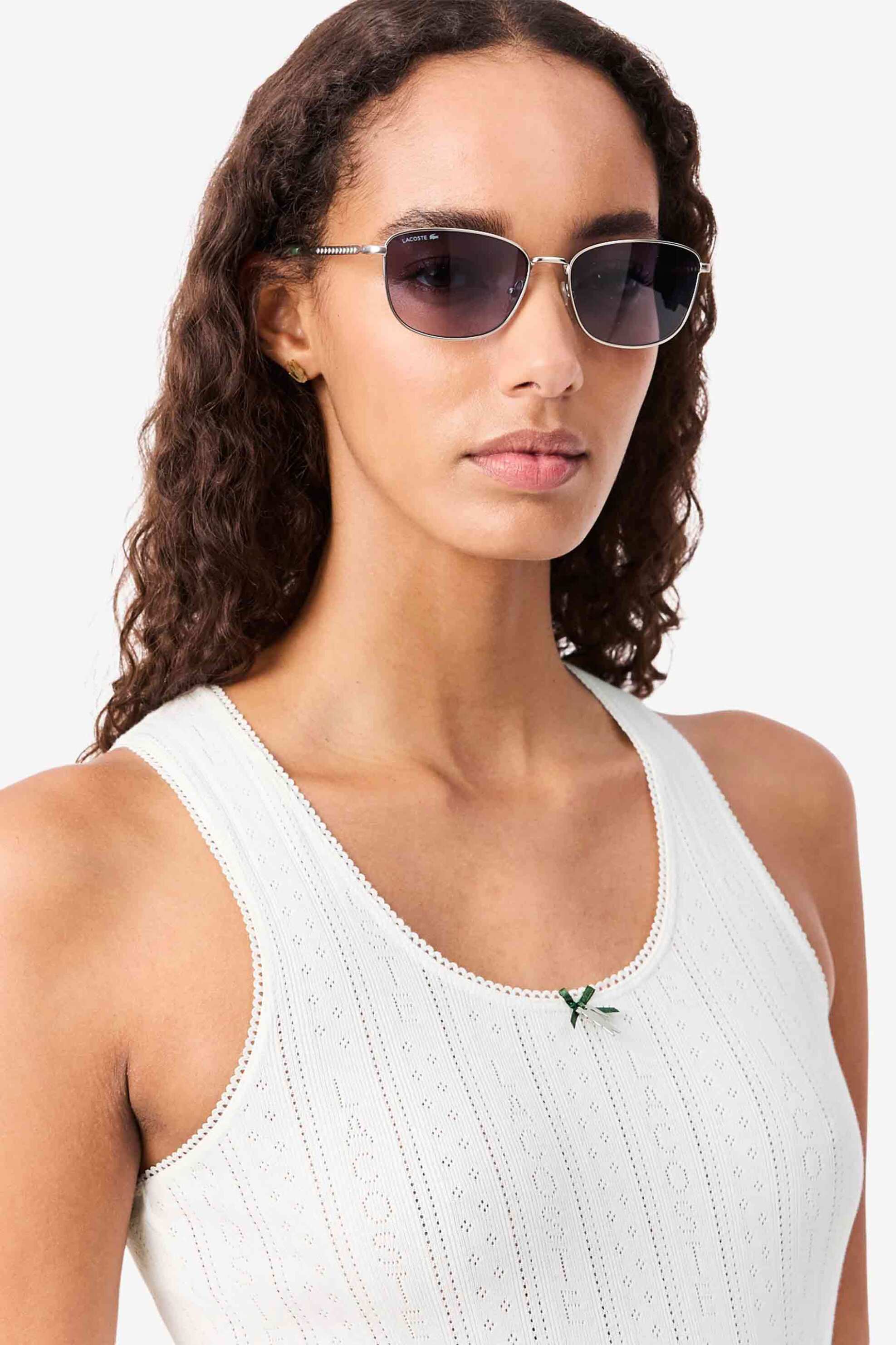 LACOSTE Lacoste γυναικεία πλεκτή αμάνικη μπλούζα με λεπτομέρειες από δαντέλα Slim Fit - TF5279 Λευκό - 2