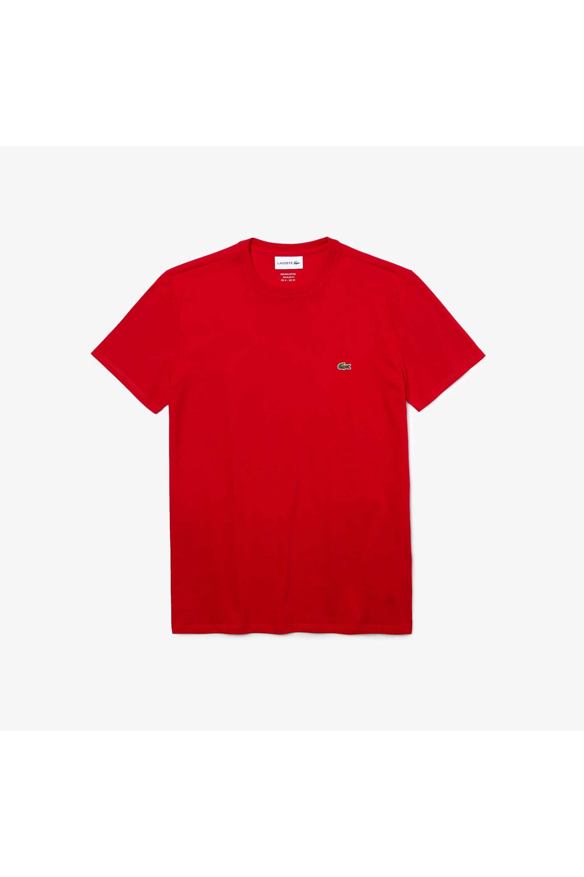Lacoste Ανδρικό T-Shirt με Κεντημένο Λογότυπο Regular Fit - Th6709 Κόκκινο