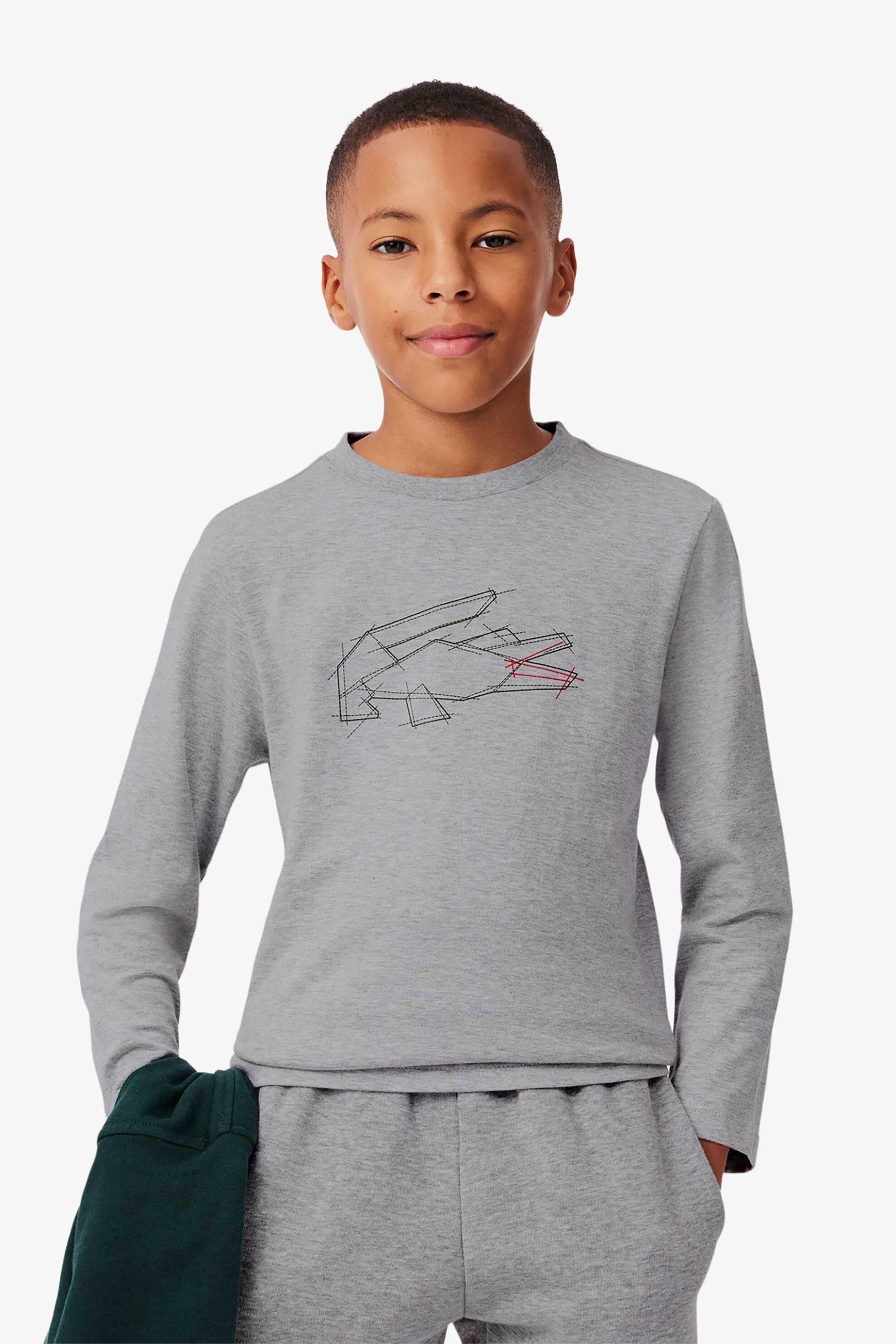 LACOSTE Lacoste παιδική μακρυμάνικη μπλούζα με graphic logo - TJ2539-00 Γκρι