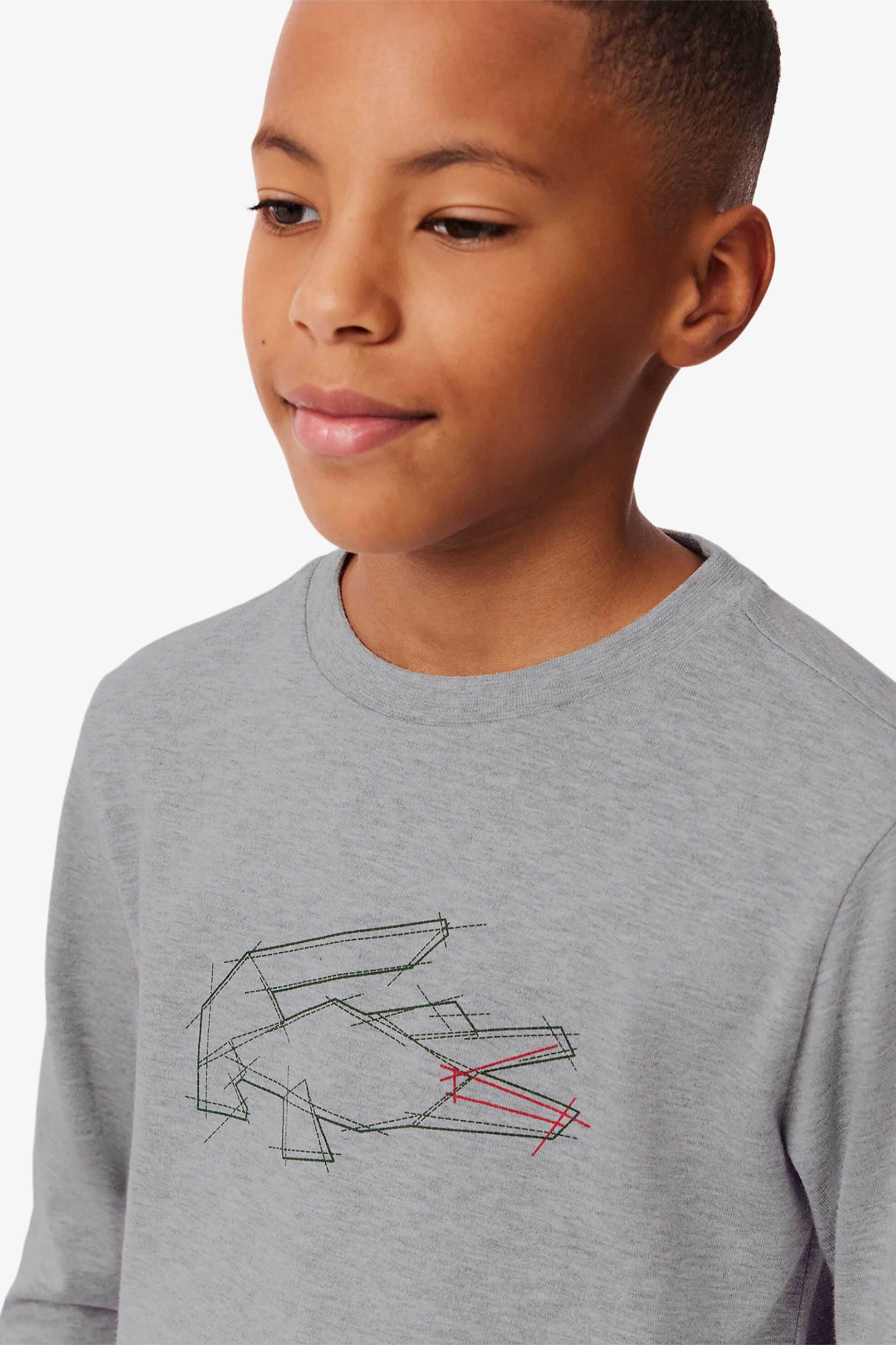 Lacoste παιδική μακρυμάνικη μπλούζα με graphic logo - TJ2539-00 Γκρι φωτογραφία