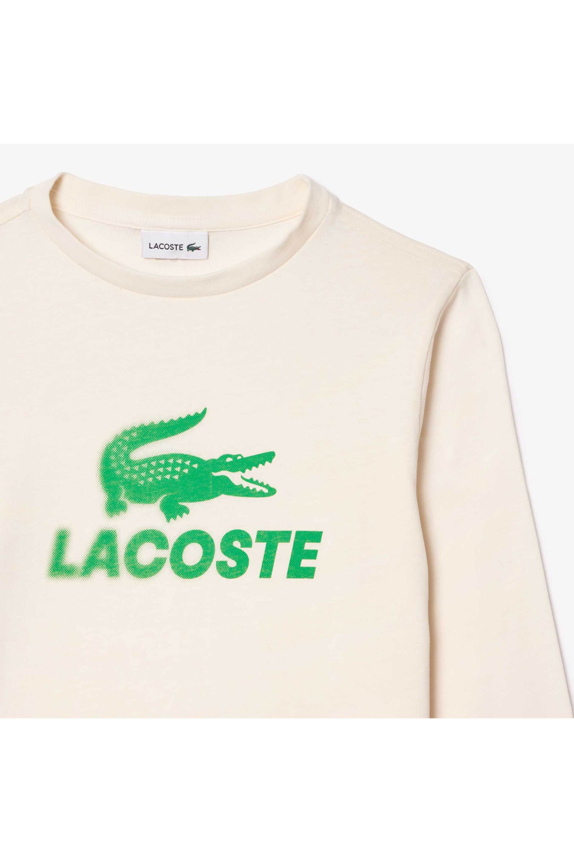 Lacoste παιδική μακρυμάνικη μπλούζα με logo print - TJ2567-00 Εκρού φωτογραφία
