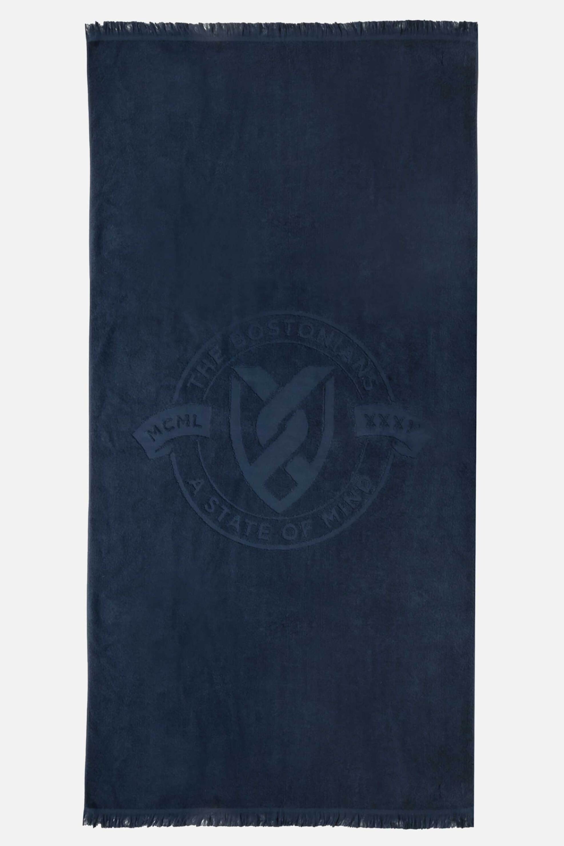 The Bostonians ανδρική πετσέτα θαλάσσης με ανάγλυφο λογότυπο - TOW1001 Μπλε Σκούρο