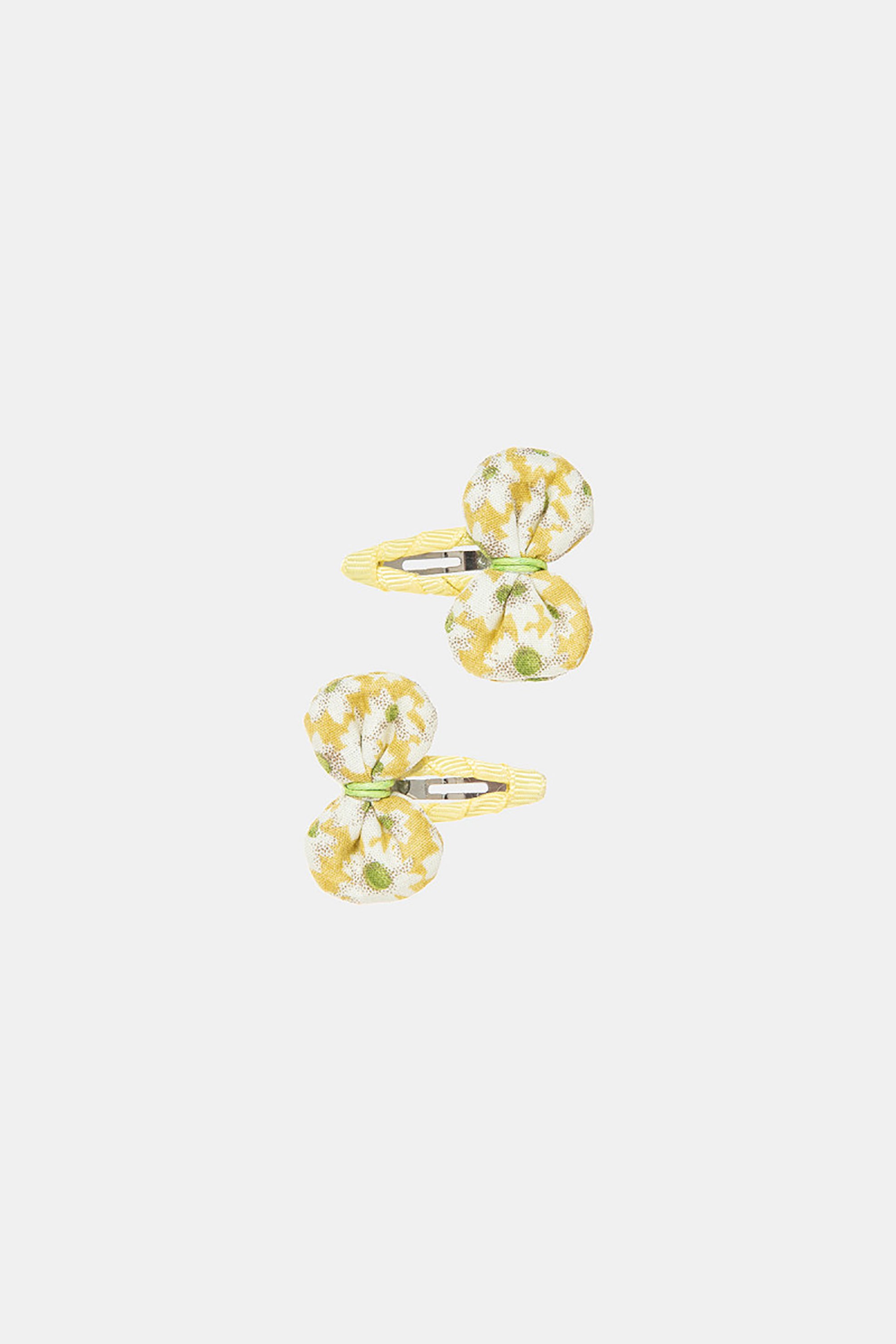 ALOUETTE Alouette σετ παιδικά κλιπς μαλλιών με floral print και διακοσμητικό φιόγκο (2 τεμάχια) - 00021589 Κίτρινο
