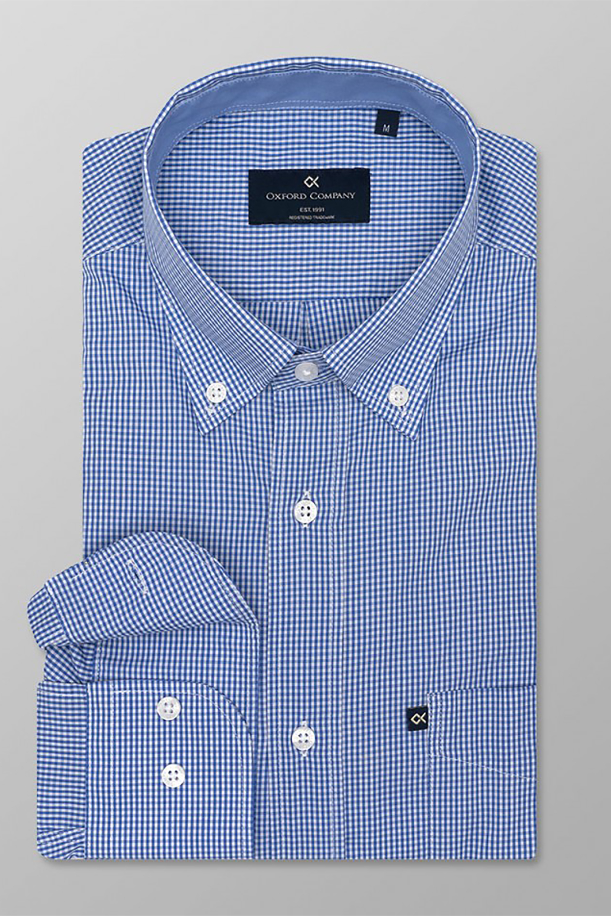 Oxford Company ανδρικό πουκάμισο button down με καρό σχέδιο Regular Fit "Sport" - M336-BP10.01 Μπλε Ανοιχτό
