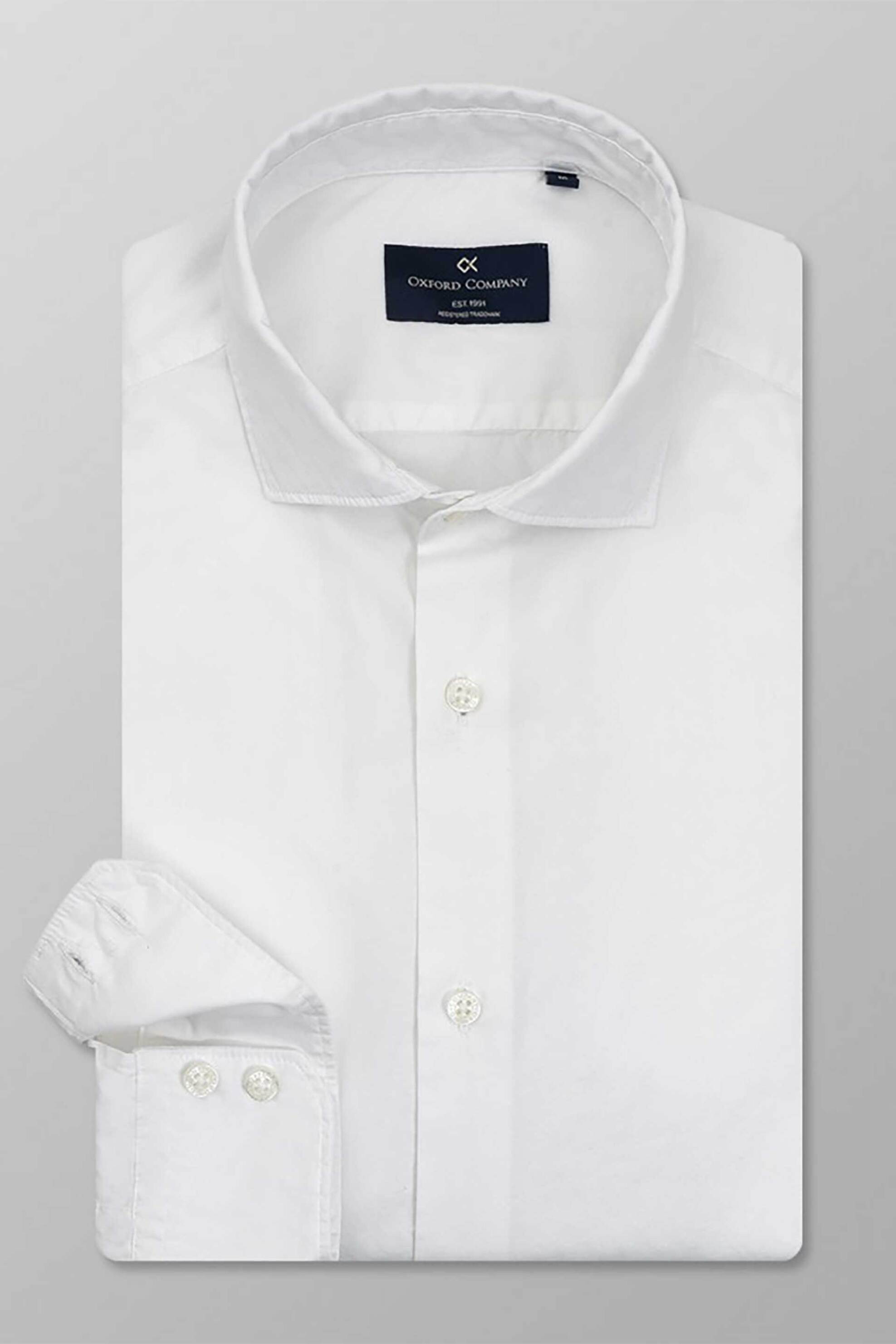 Oxford Company ανδρικό πουκάμισο μονόχρωμο Slim Fit "Sport" - M113-RR21.01 Λευκό