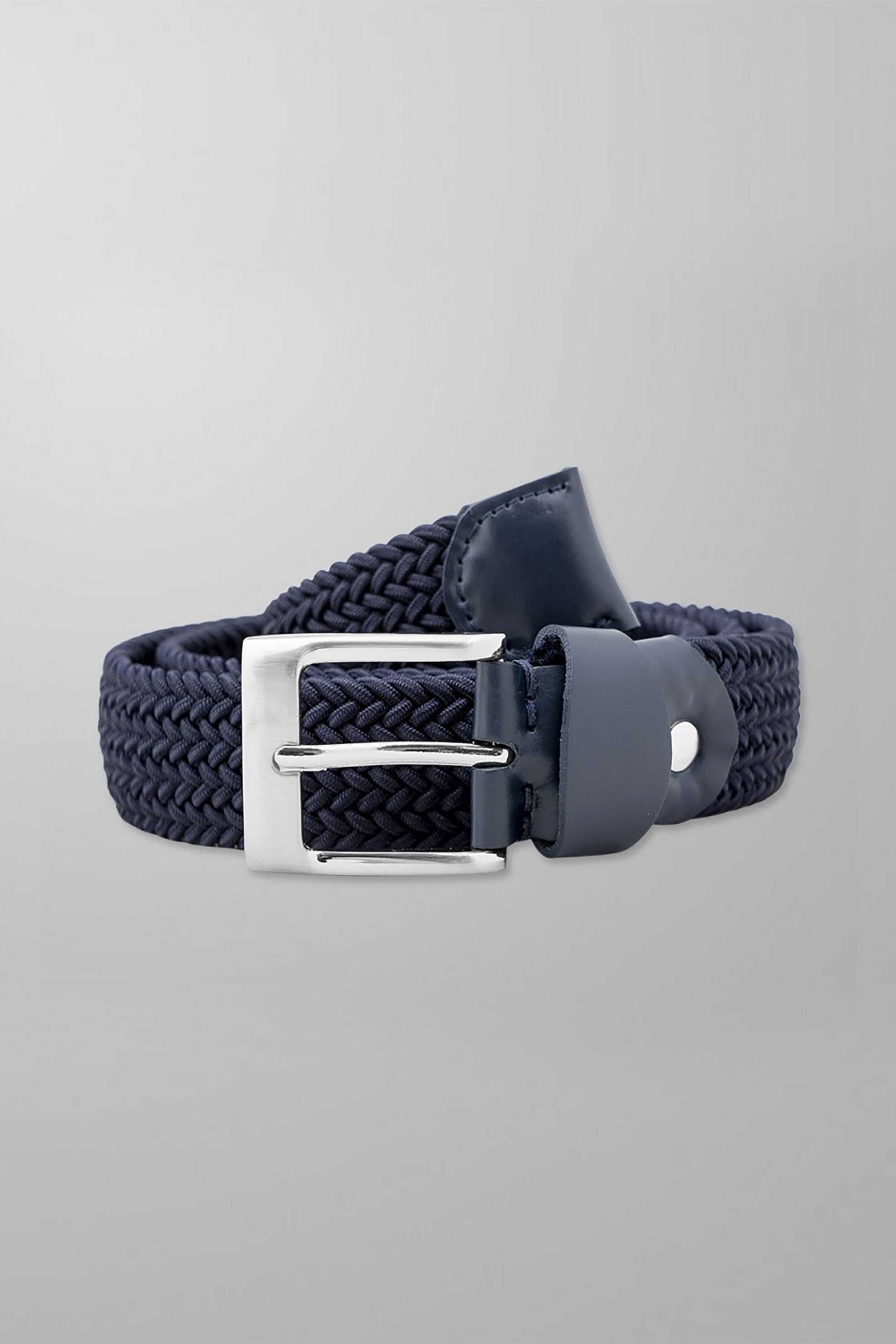 Oxford Company ανδρική ζώνη με πλεκτό σχέδιο και μεταλλική αγκράφα - BELT-225.05B Μπλε Σκούρο