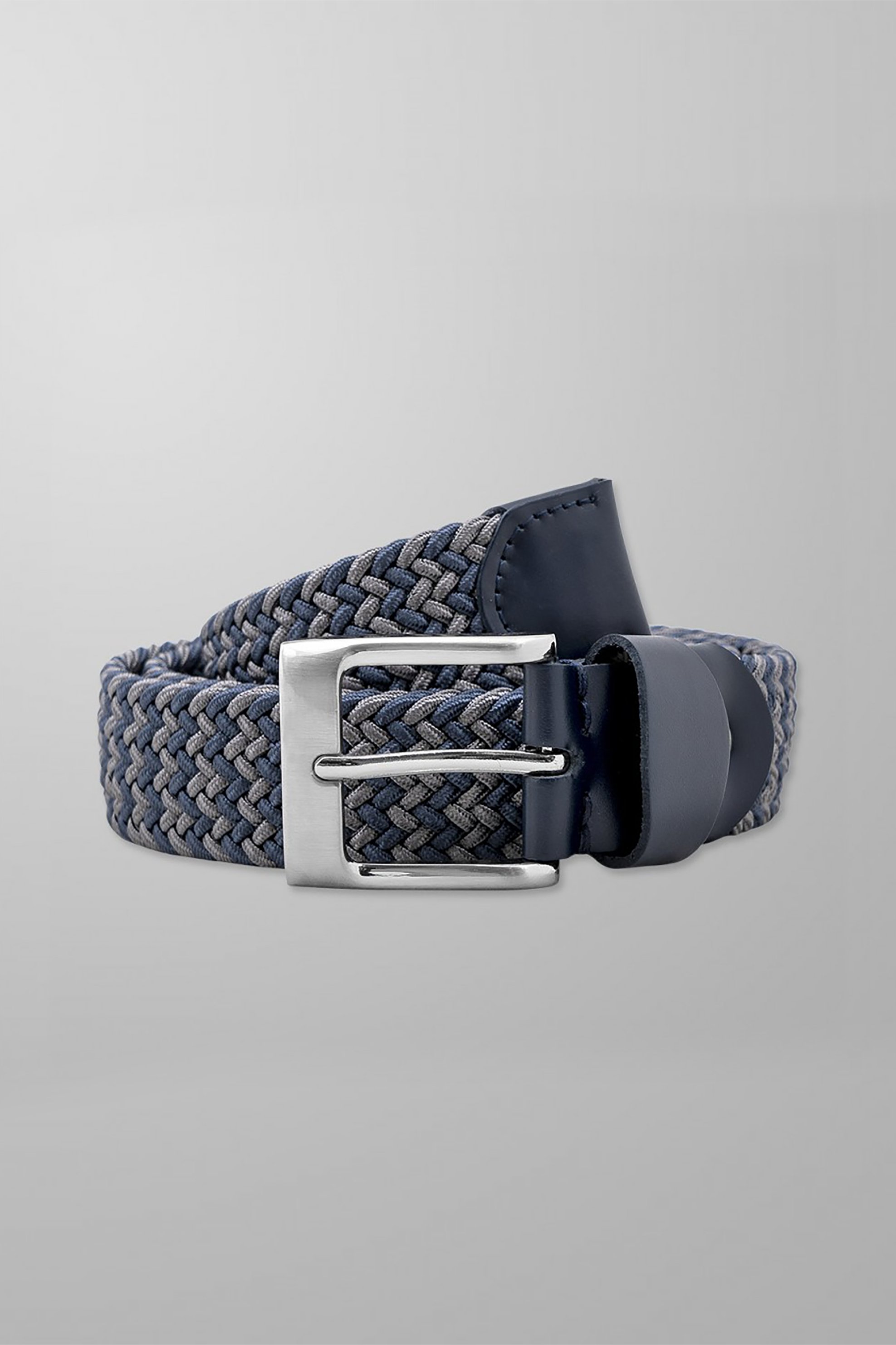Oxford Company ανδρική ζώνη με πλεκτό σχέδιο και μεταλλική αγκράφα - BELT-357.01 Μπλε Σκούρο