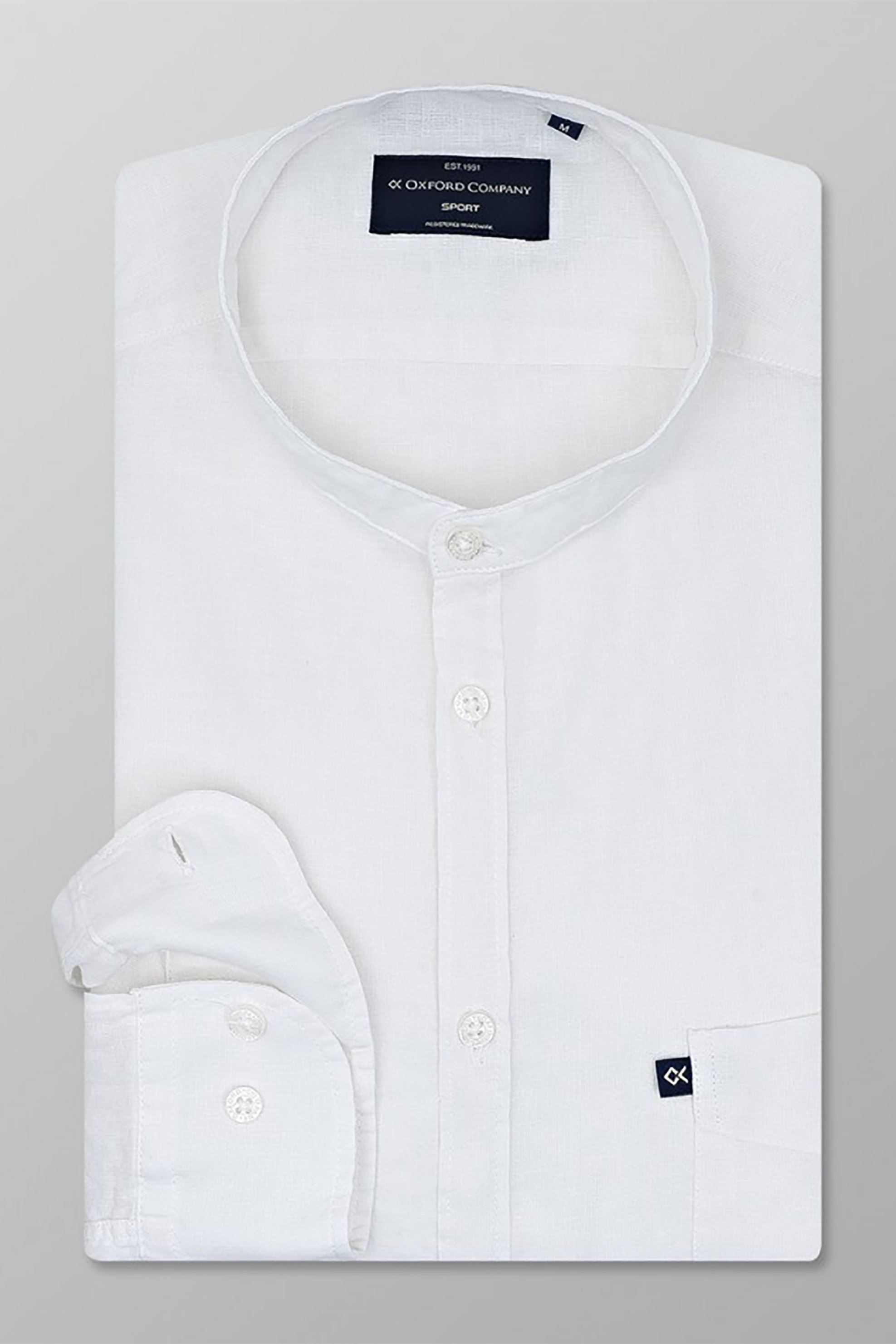 Oxford Company ανδρικό πουκάμισο με μάο γιακά Custom Fit "Sport" - L310-MN21.01 Λευκό