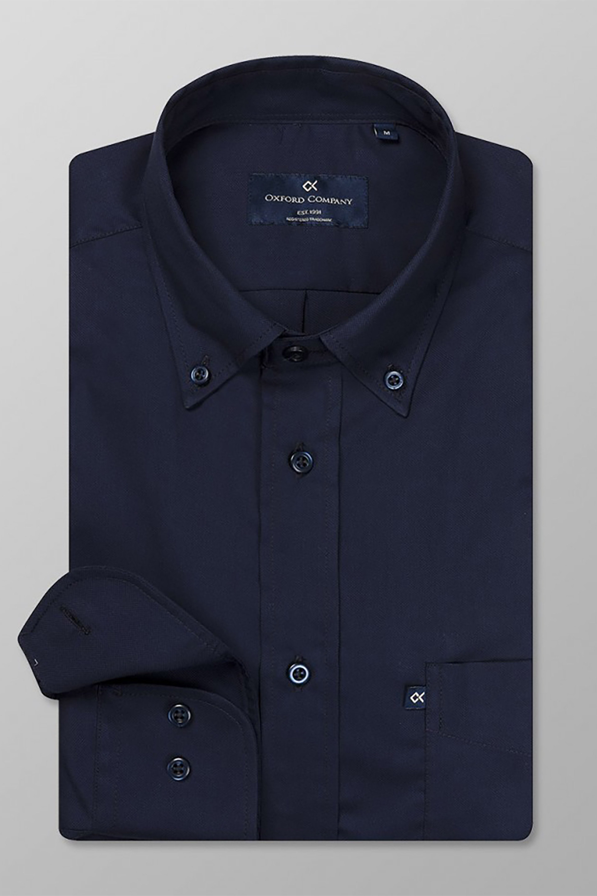 Oxford Company ανδρικό πουκάμισο button down μονόχρωμο Regular Fit "Sport" - Z312-BS10.04 Μπλε Σκούρο