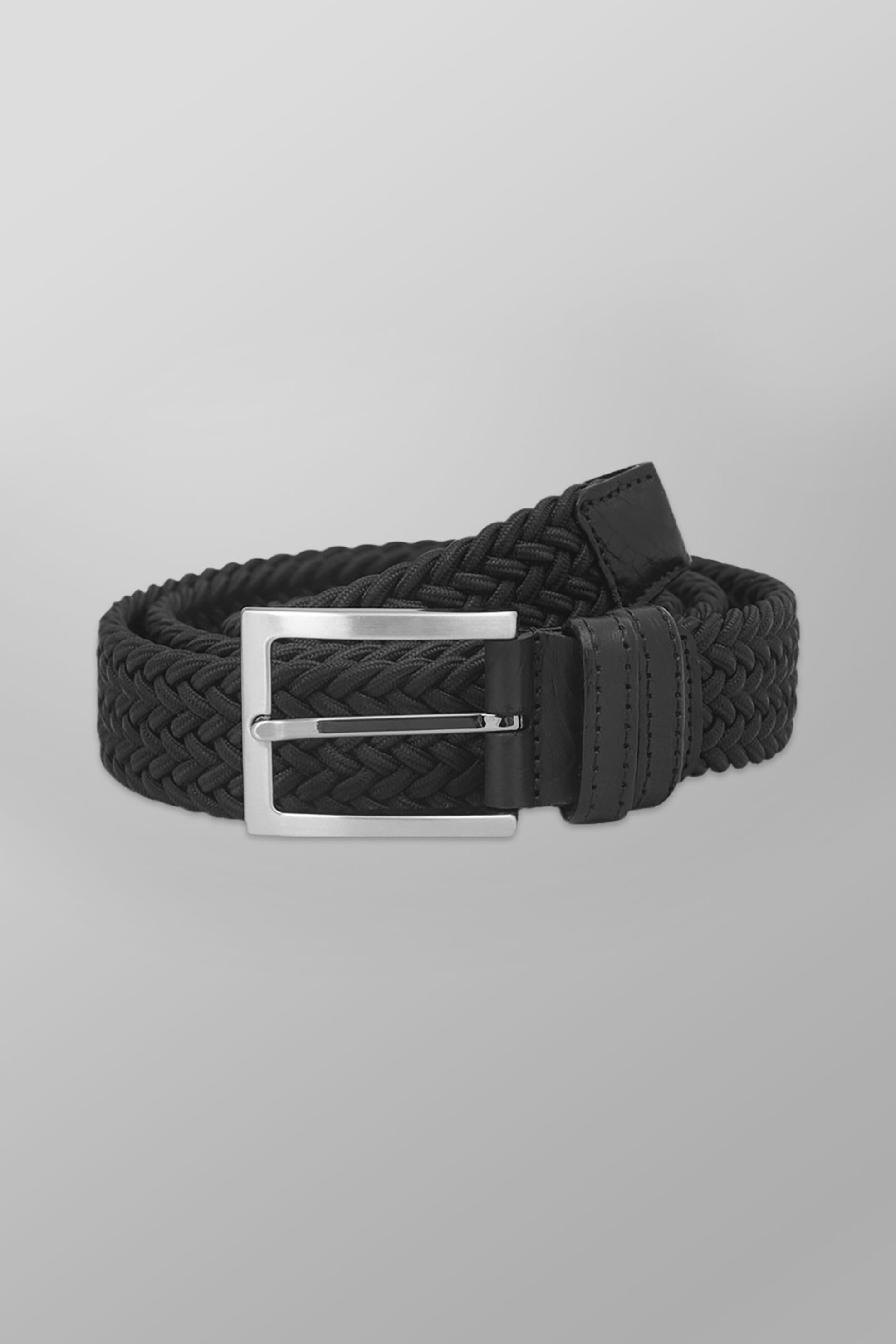 Oxford Company ανδρική ζώνη με πλεκτό σχέδιο και μεταλλική αγκράφα - BELT-225.06B Μαύρο