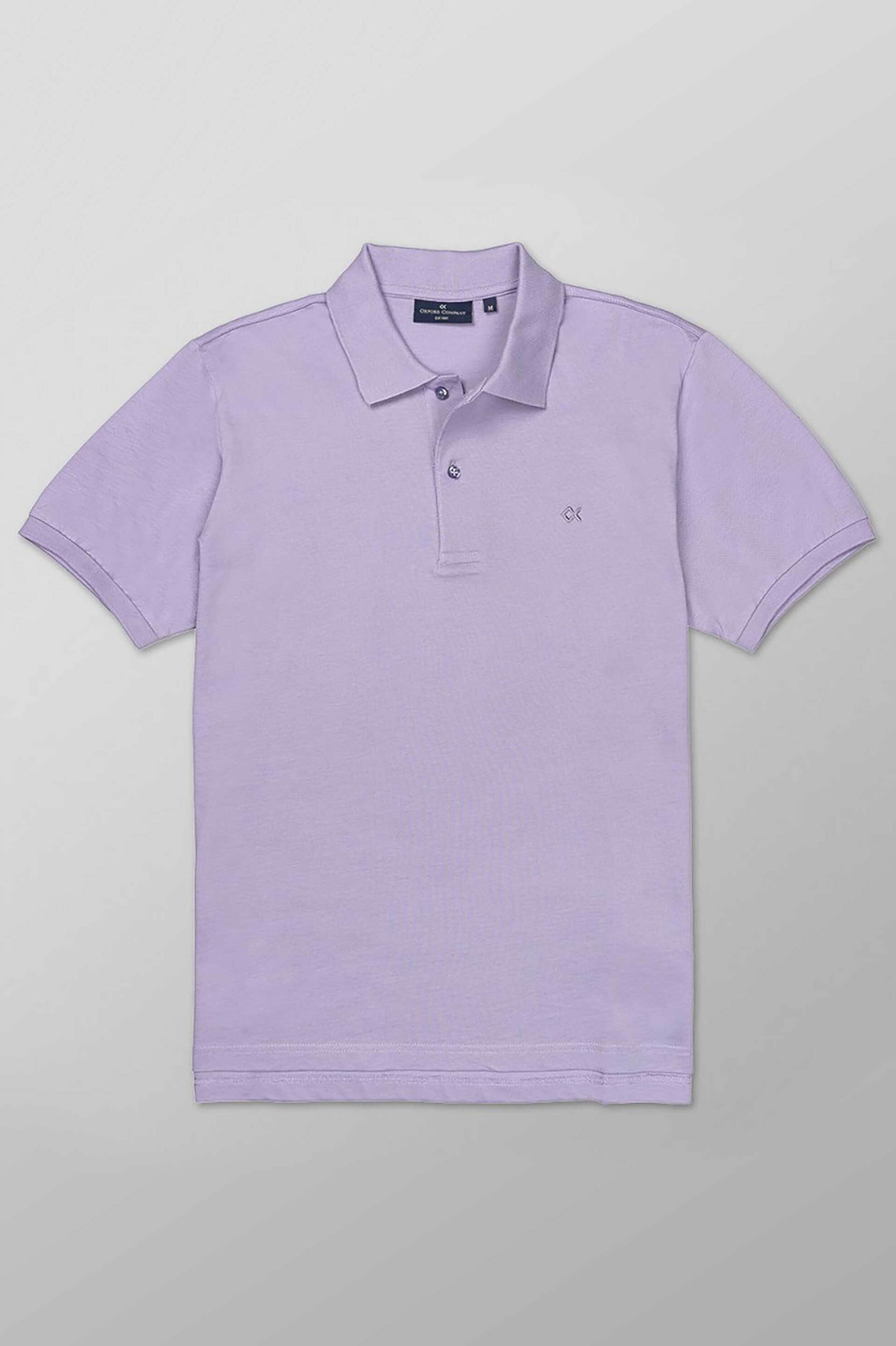 Oxford Company ανδρική πόλο μπλούζα πικέ κοντομάνικη μονόχρωμη με λογότυπο Regular Fit - P601-PT00.36 Λιλά